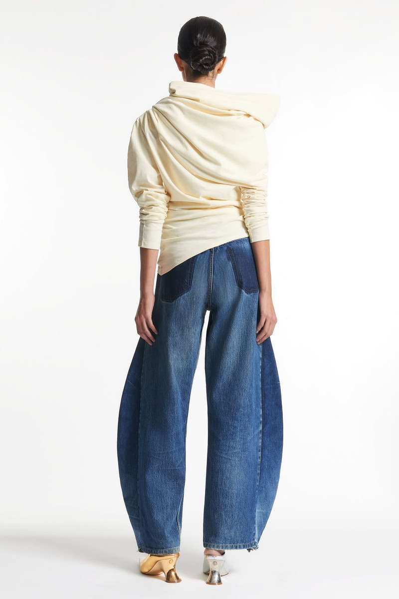 UPCYCLED JEANS WITH CURVED SIDE INSERTS BLUE DENIM 3