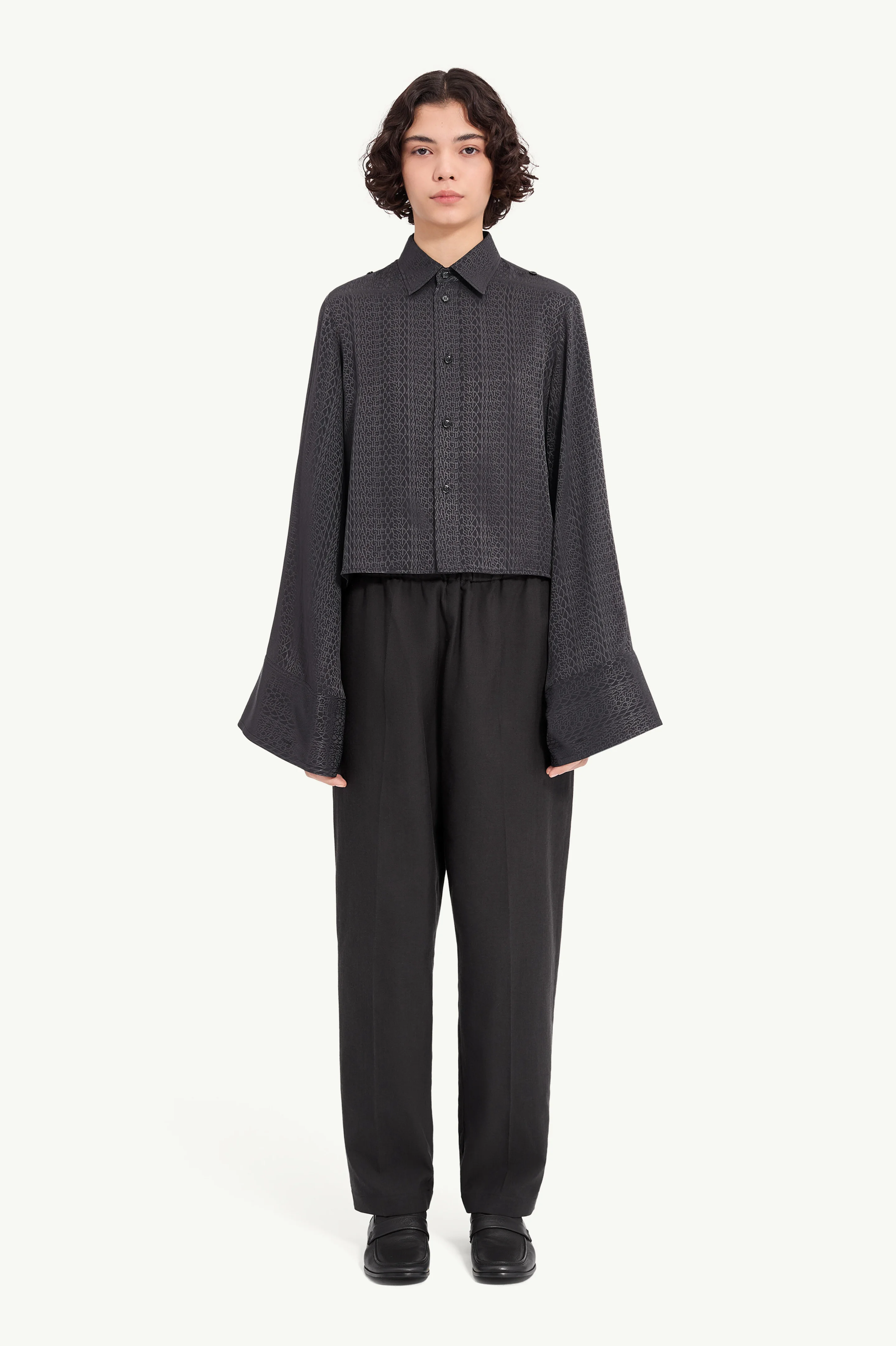 Viscose blend jacquard shirt - 1
