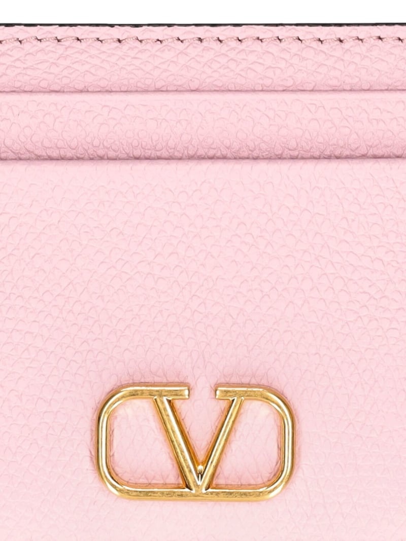 V Logo soft leather card holder - 2