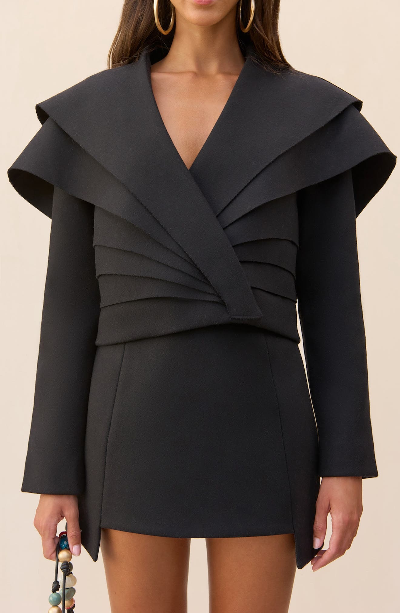 Cult Gaia Angelika Step Hem Wool Blend Miniskirt in Black at Nordstrom - 4