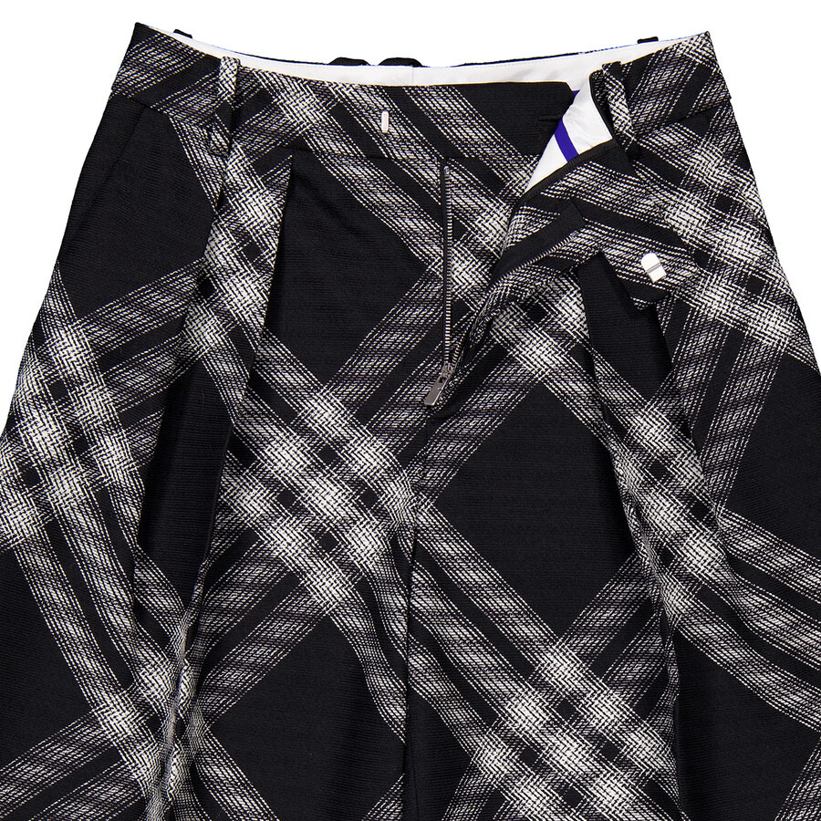 Burberry Wide-Leg Tartan Wool Boyfriend Trousers - 7