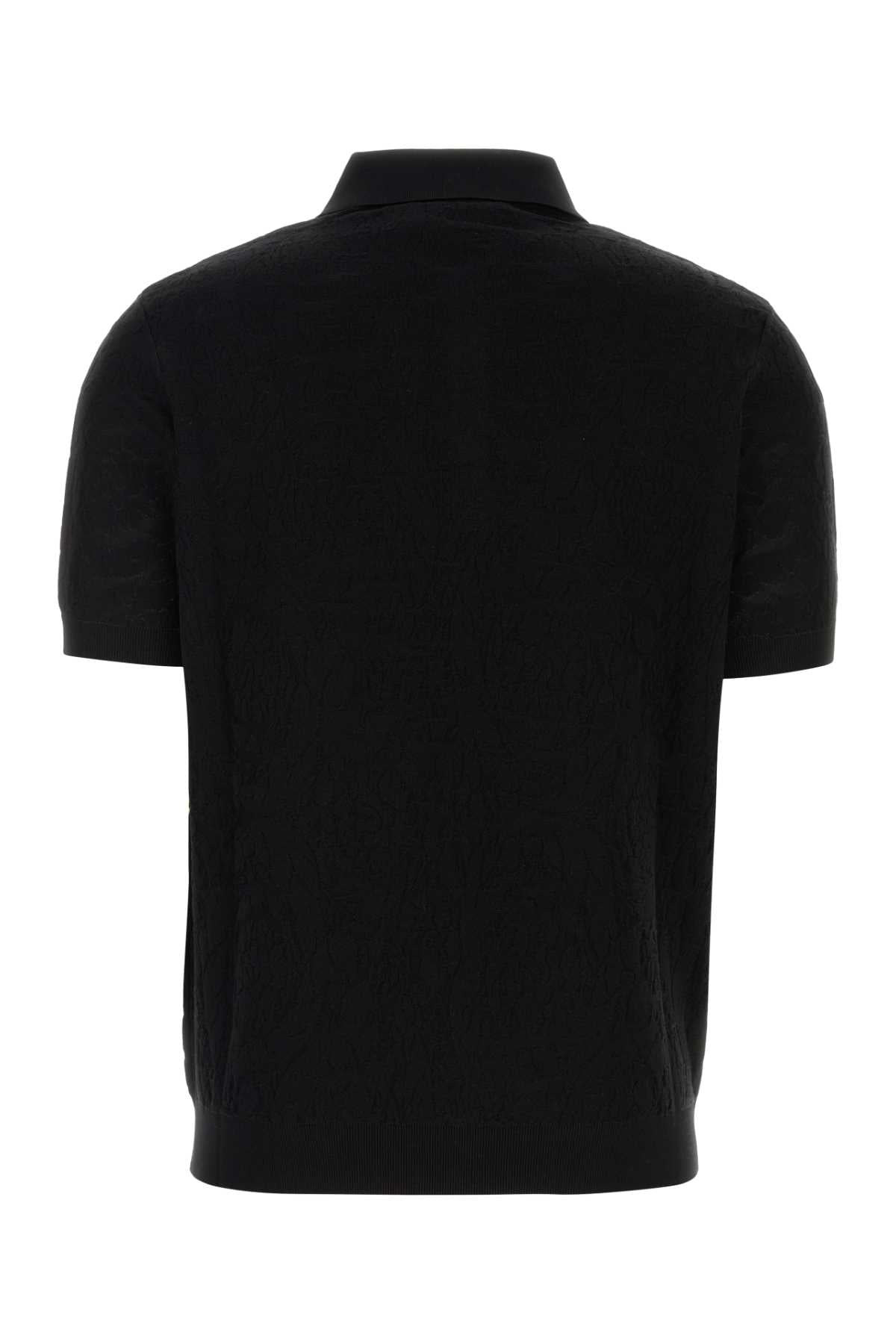 Versace Men Black Silk Blend Polo Shirt - 2