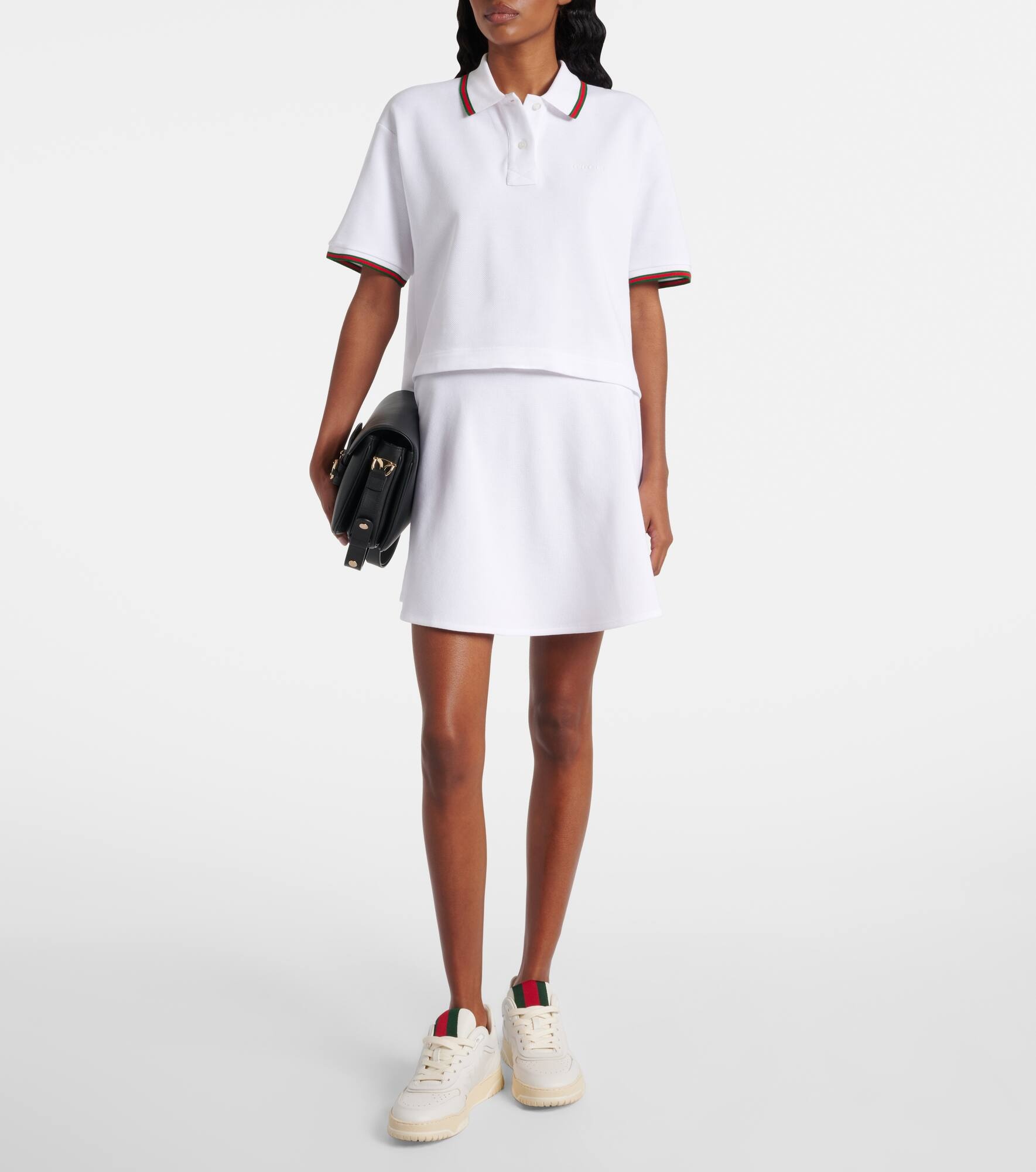 Web Stripe cropped cotton piqué polo shirt - 2