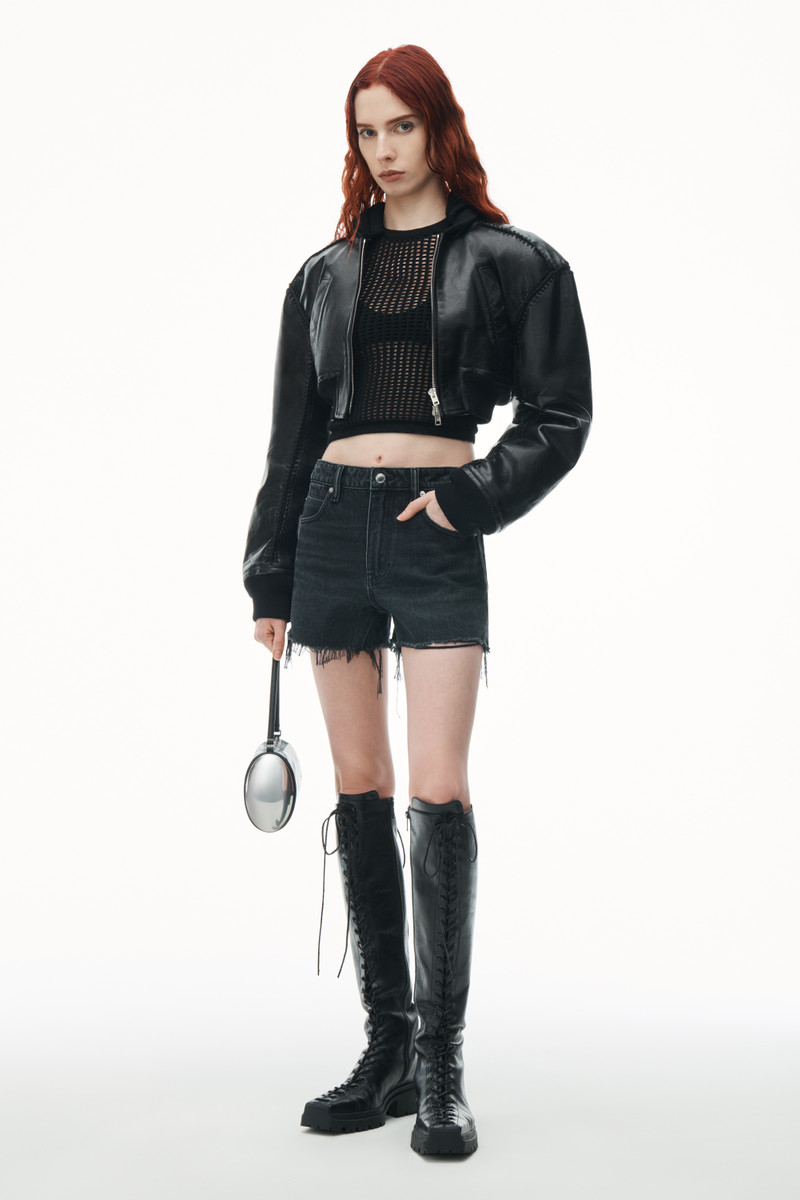 Alexander Wang Bite High Rise Denim Short with logo pocket outlook