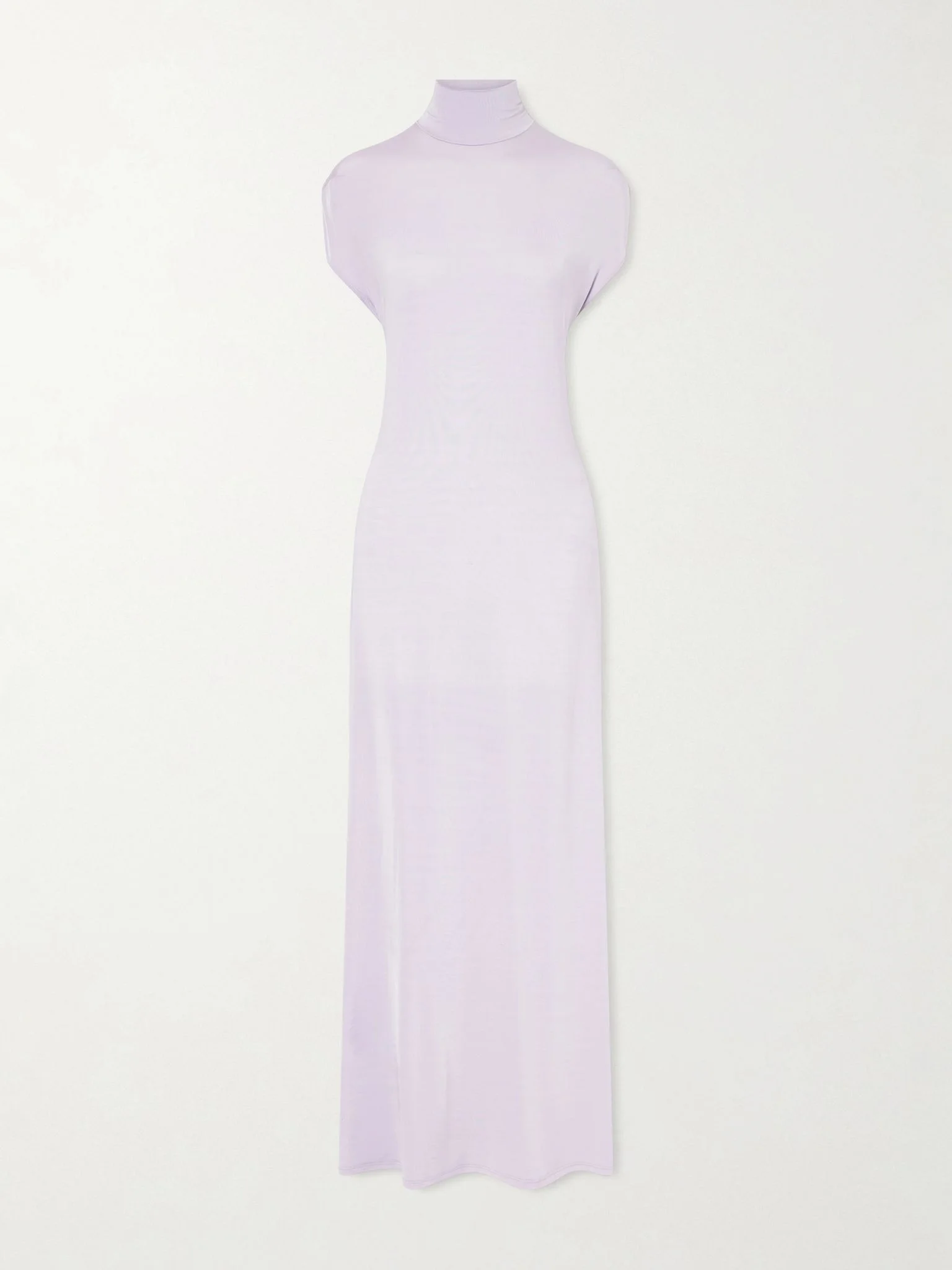 Open-back jersey turtleneck gown Lilac - 1