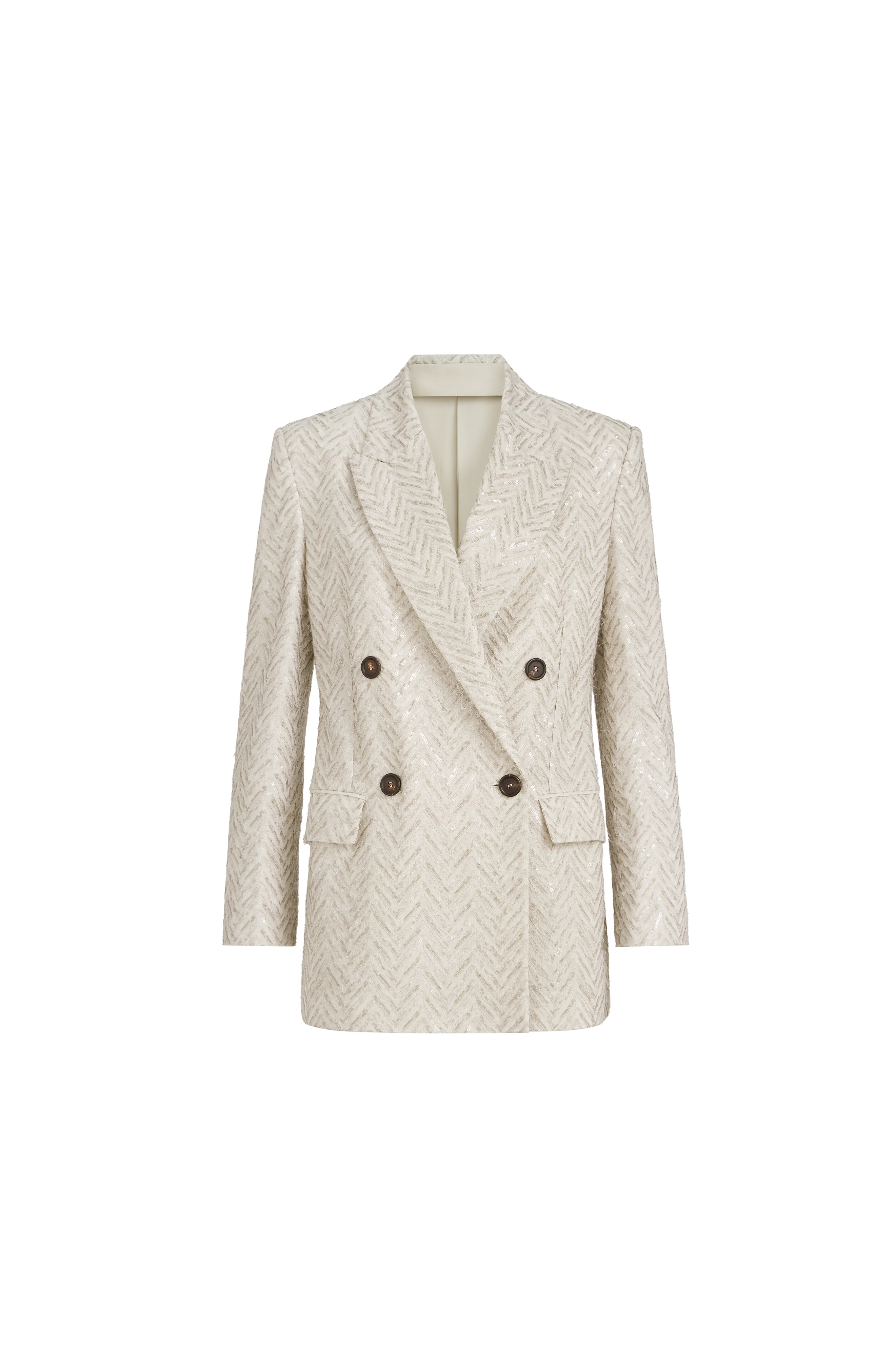 Brunello Cucinelli Dazzling chevron embroidery blazer in Beige at Nordstrom - 1