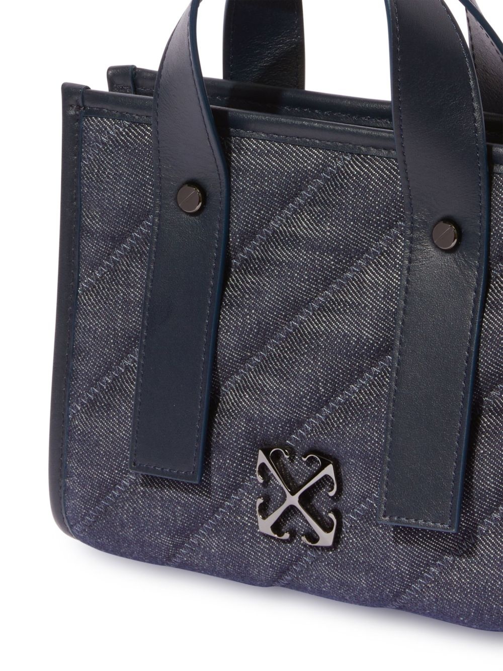 quilted denim tote bag - 6