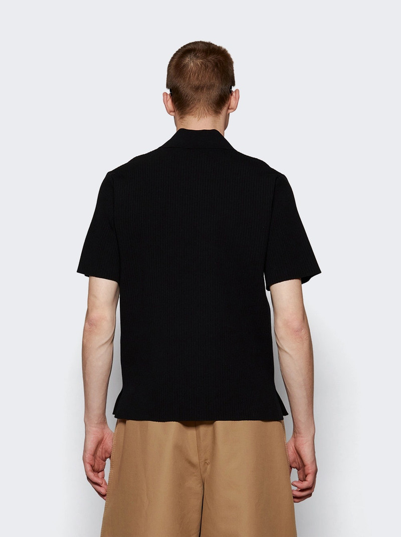 Rib Knit Polo Shirt Black 5