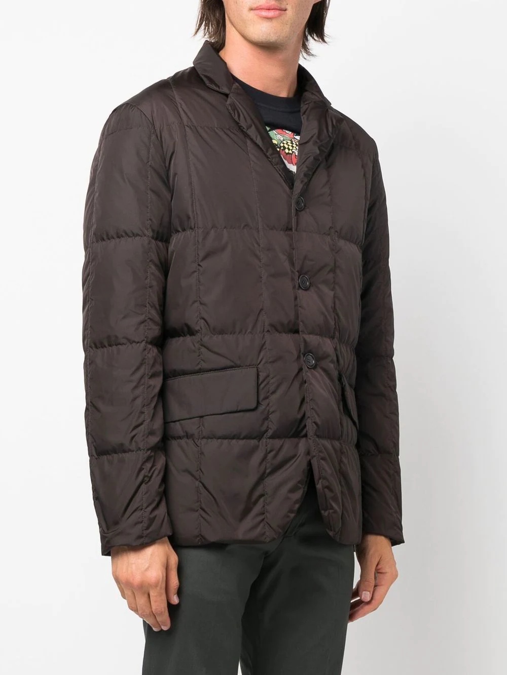 quilted feather-down jacket - 3