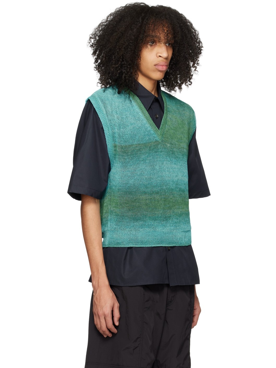 Green & Blue Gradient Stripe Vest - 2
