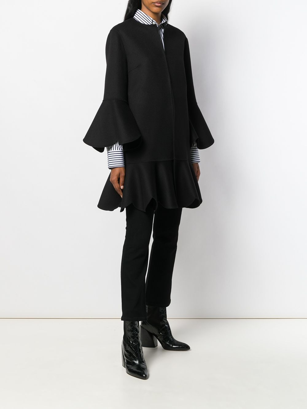 flared scalloped coat - 3
