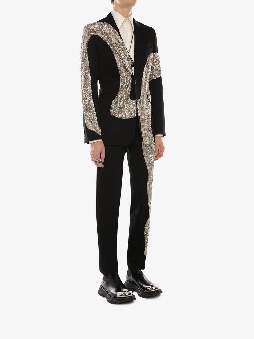 Molten Metal Embroidered Jacket in Black - 3