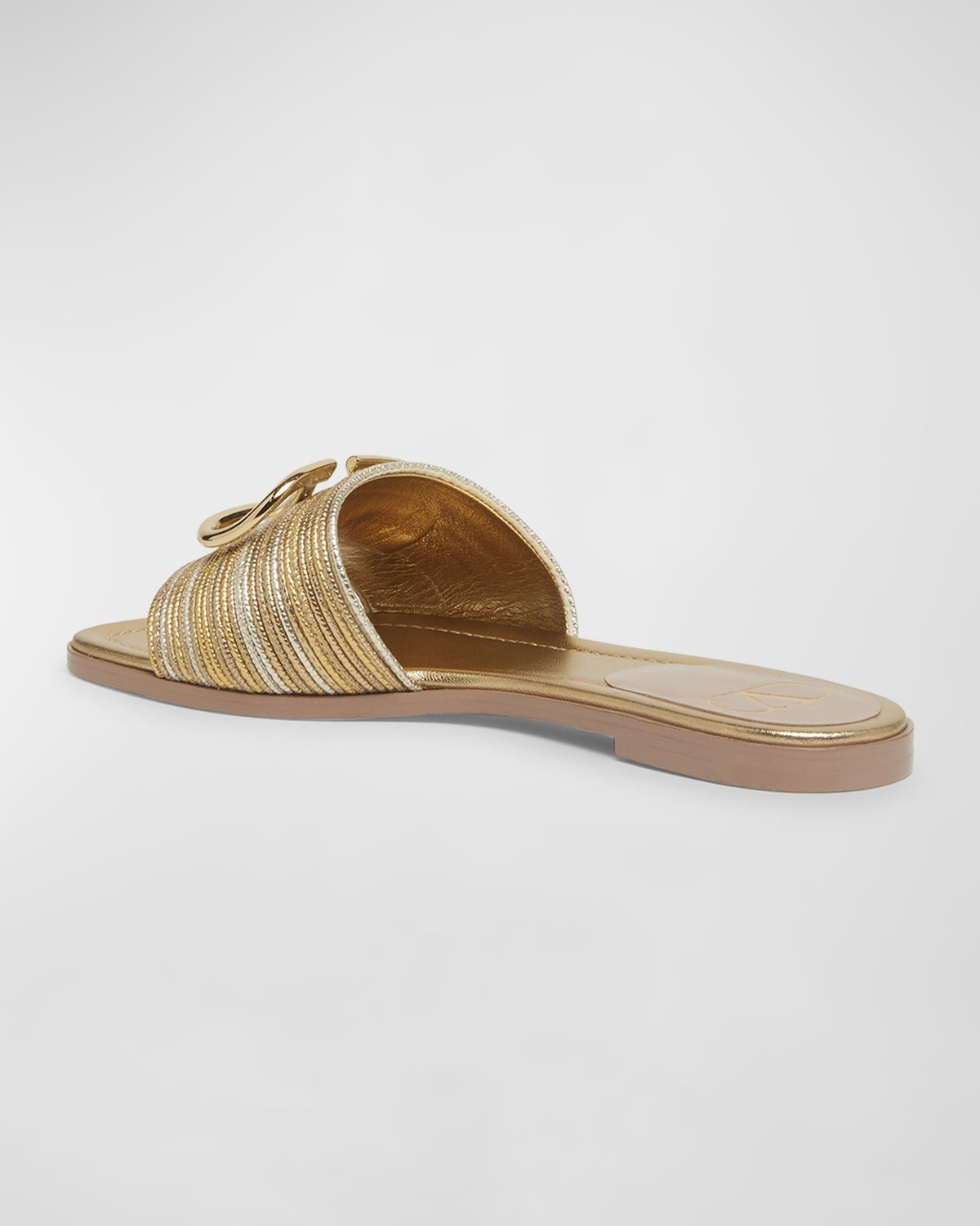 VLogo Metallic Flat Slide Sandals - 4