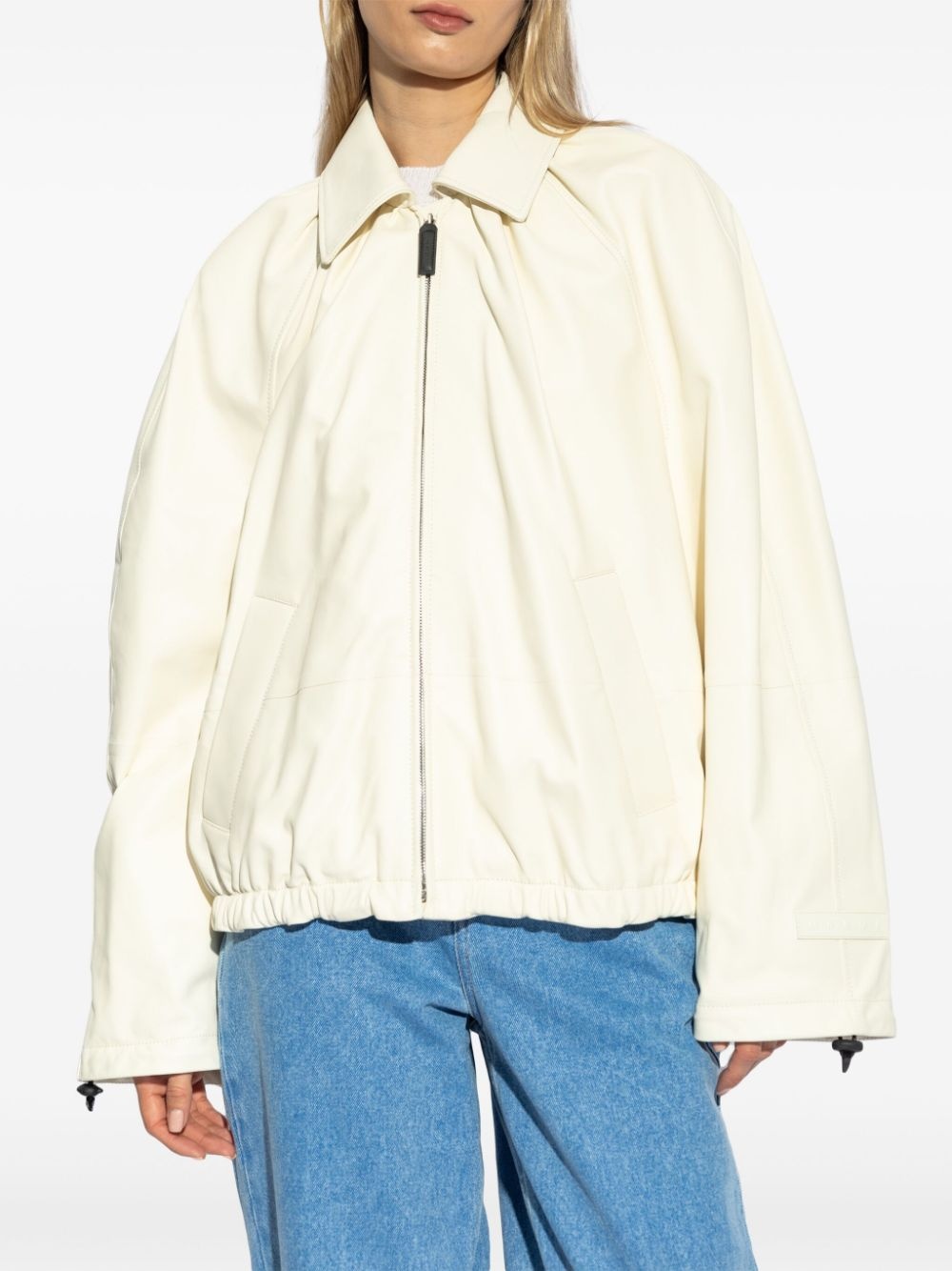 lamb skin collared jacket - 3