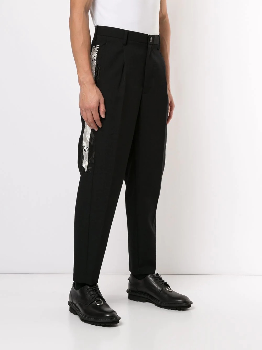 contrast-panel tailored trousers - 3