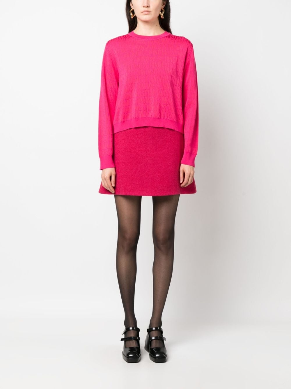 logo-jacquard wool jumper - 2