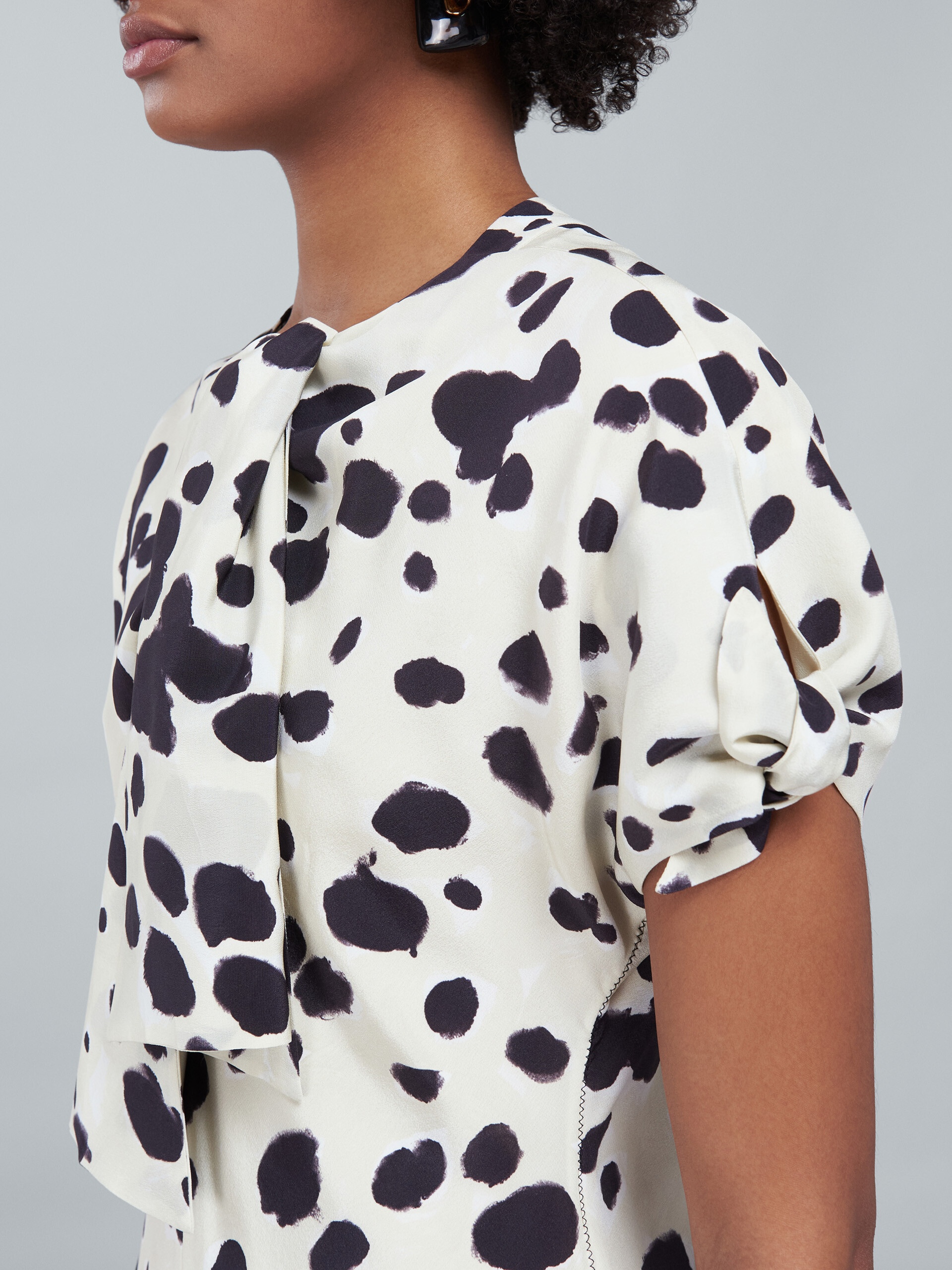 POP DOTS PRINT SILK CRÊPE LONG DRESS - 5