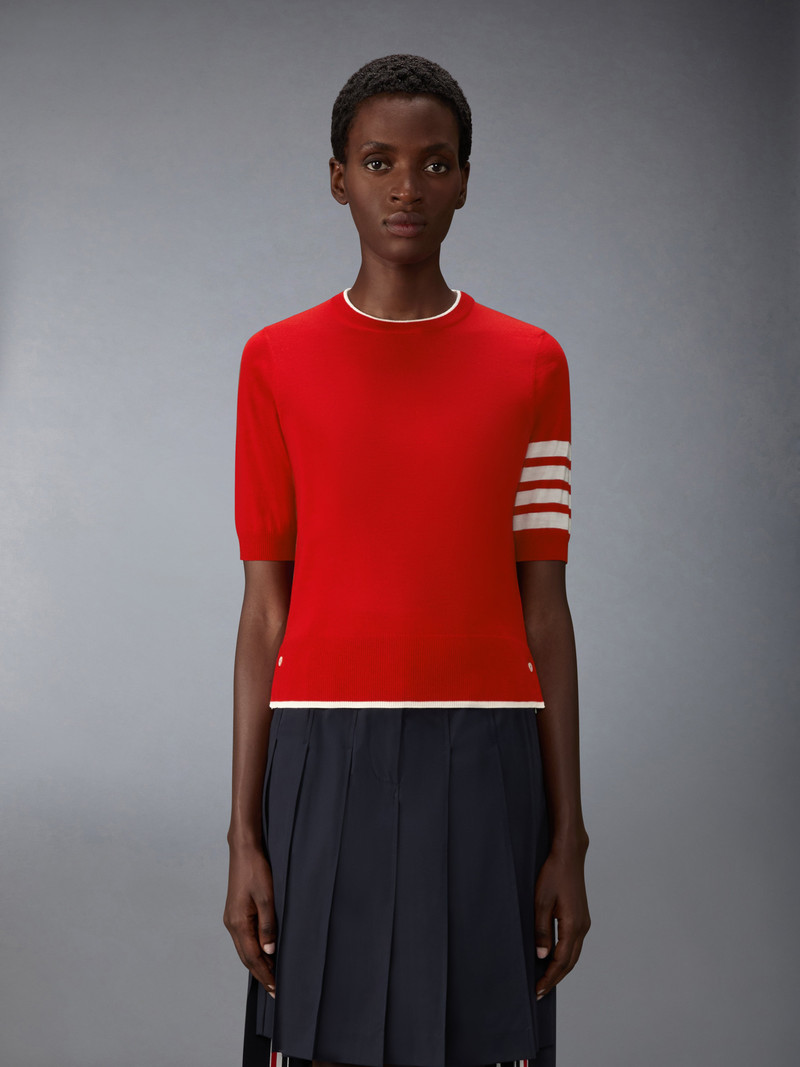 Thom Browne MERINO WOOL 4-BAR SHORT SLEEVE PULLOVER outlook