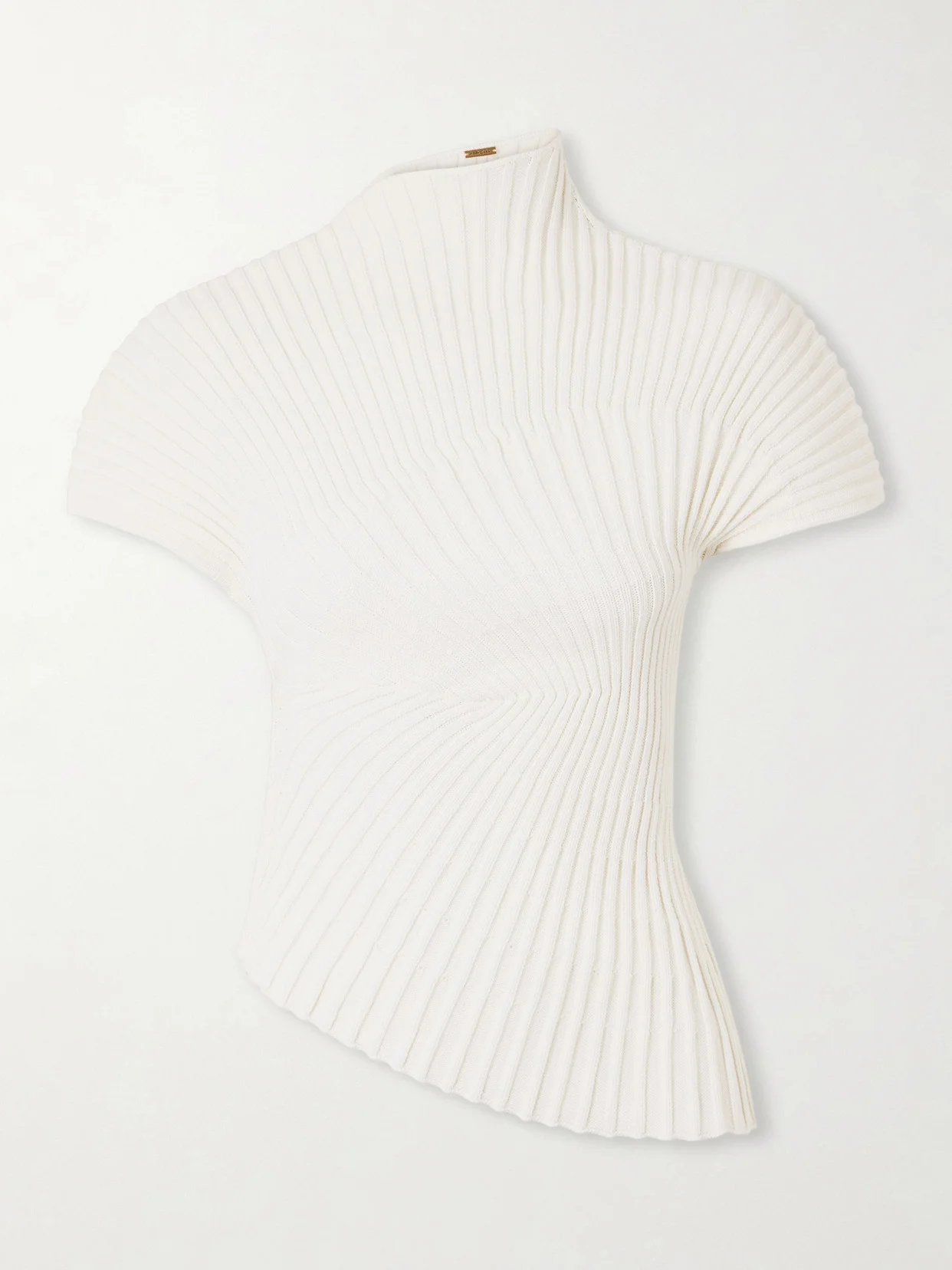 Annemie Asymmetric Ribbed Cotton Top - 1