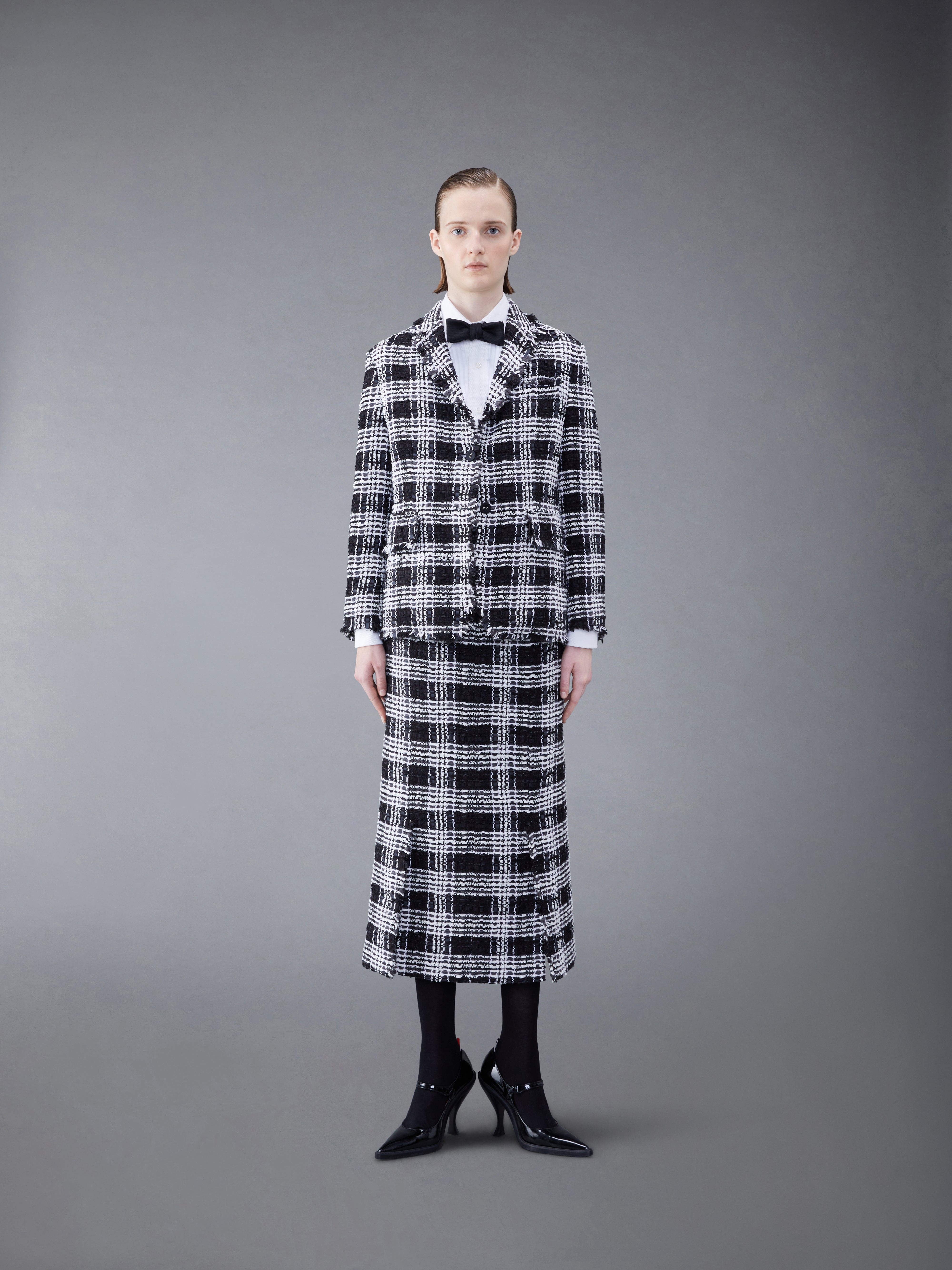 Prince of Wales Chenille Tweed Frayed Classic Sport Coat - 3