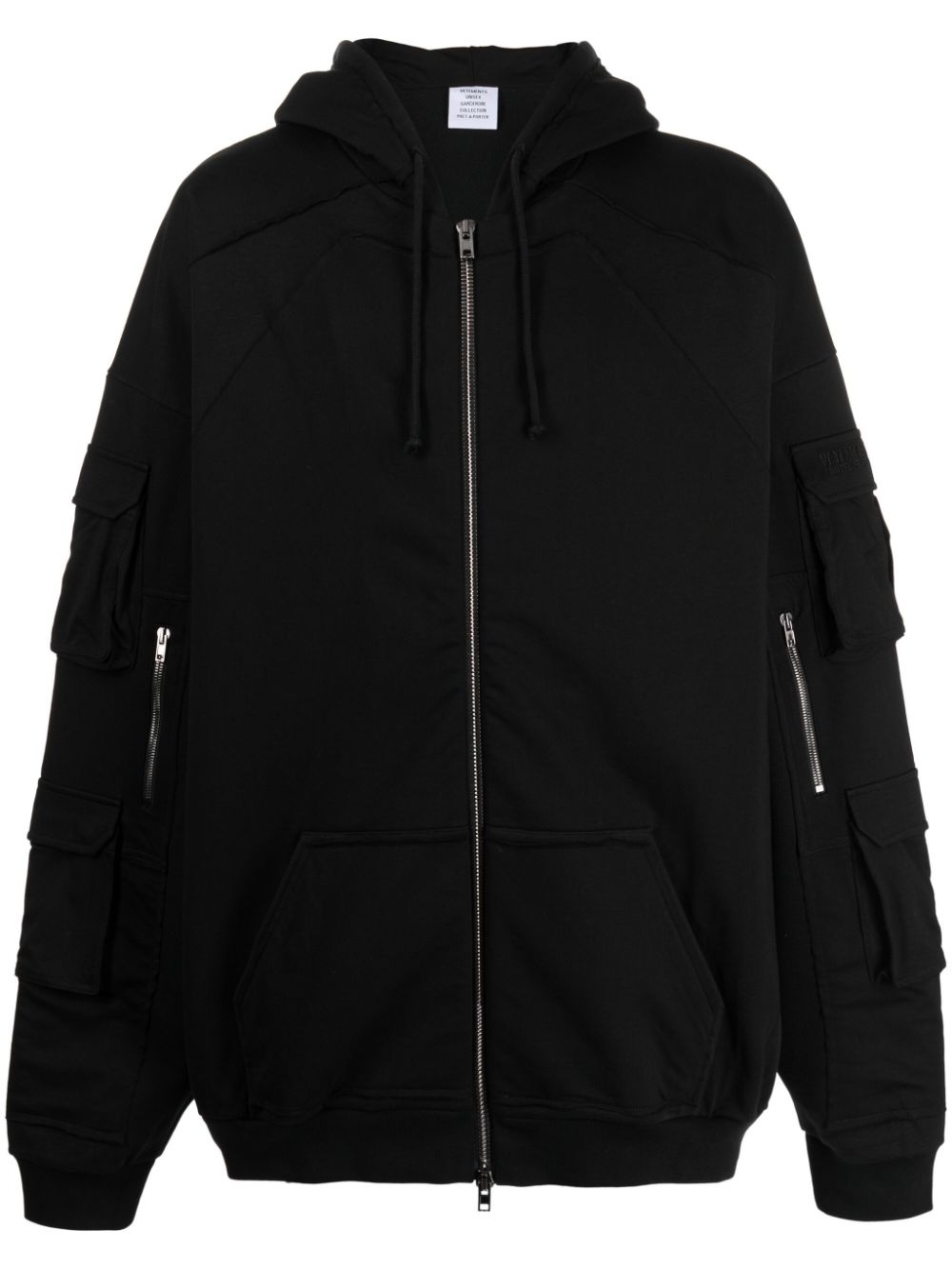 logo-embroidered zip-up hooded jacket - 1