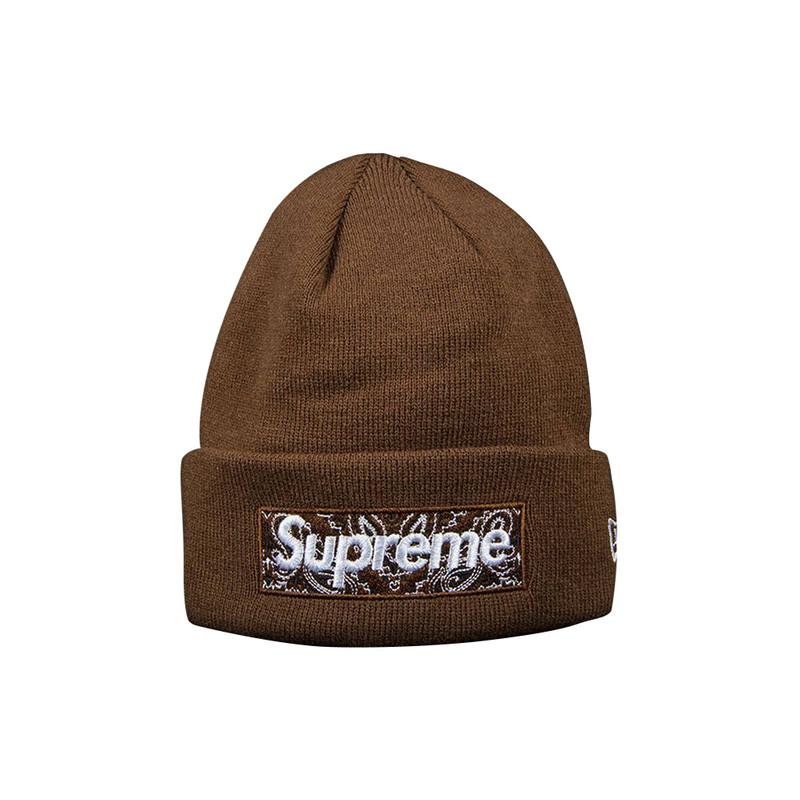 Supreme x New Era Bandana Box Logo Beanie 'Dark Brown' - 1