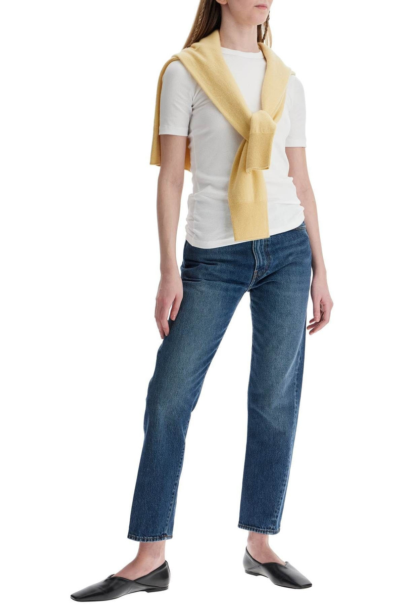 Totême WHITE ORGANIC COTTON RIBBED CREW NECK SWEATER outlook