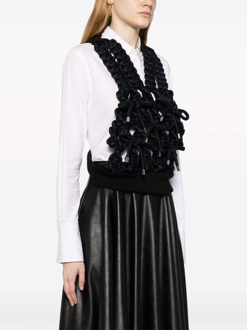 bow-embellished macramÃ© satin vest - 3