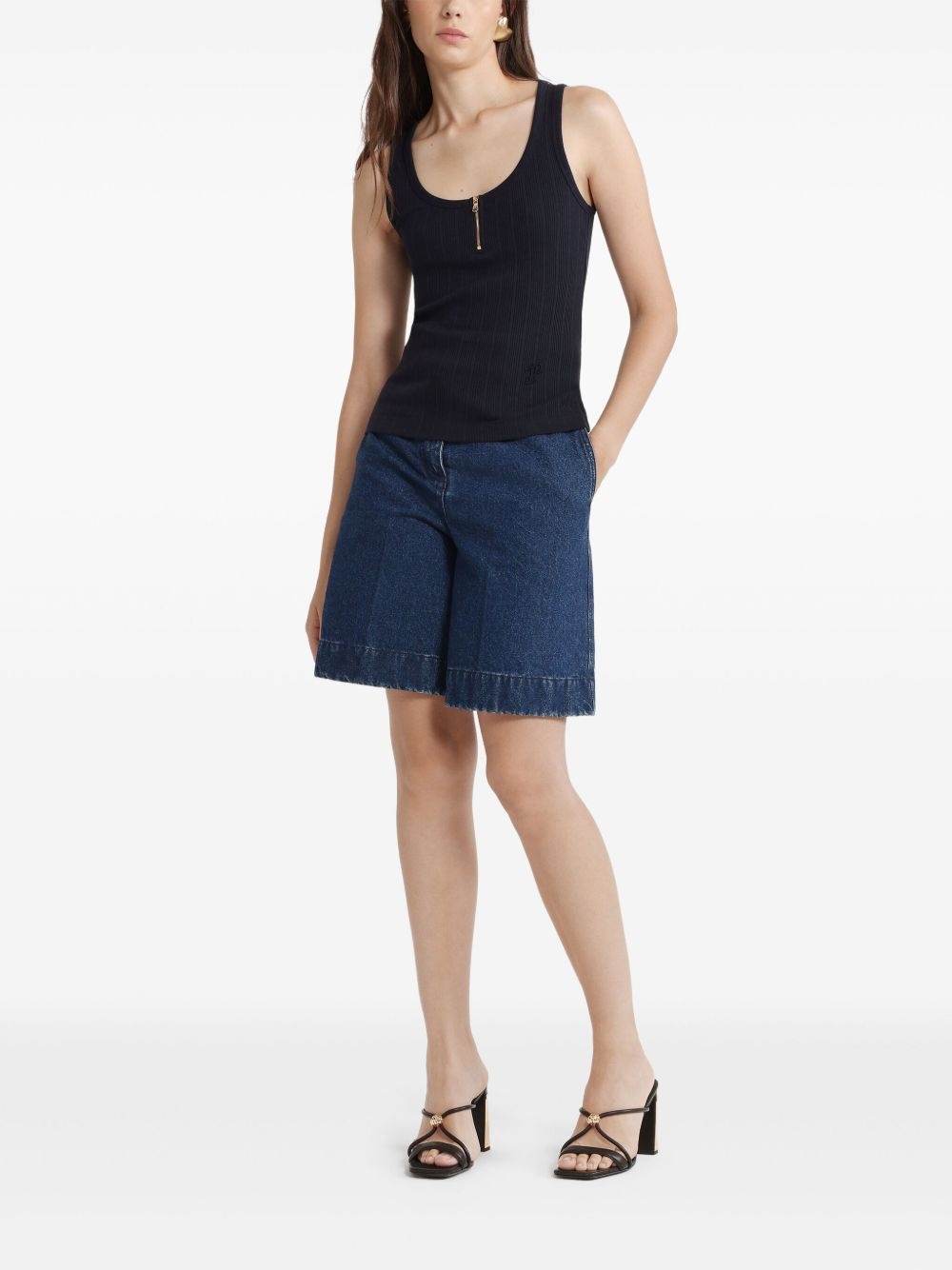 scoop-neck ribbed tank top - 2