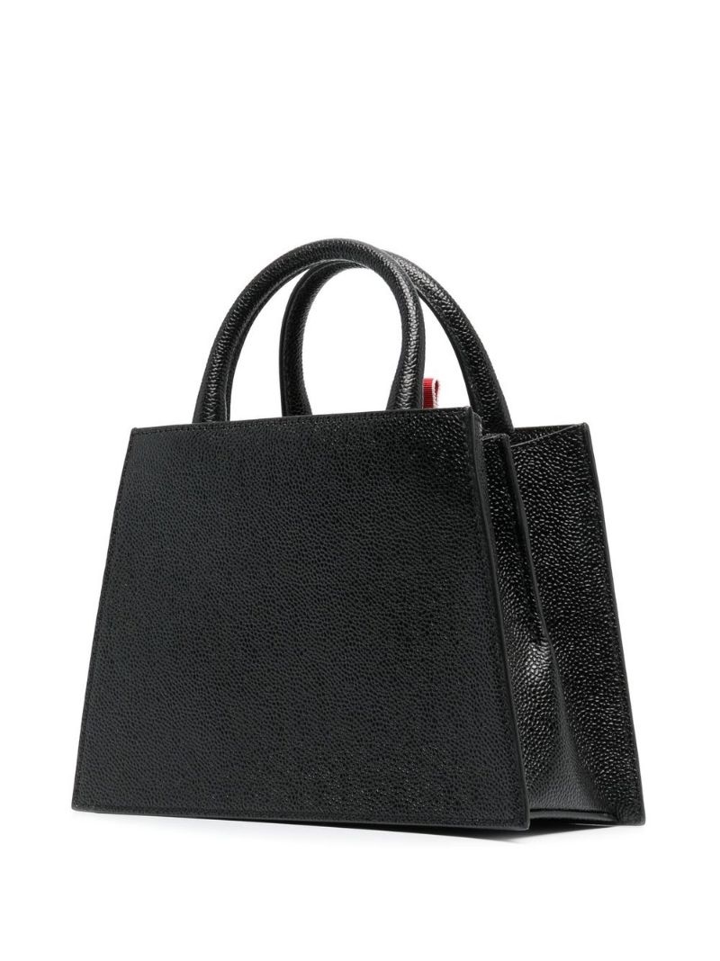 logo print grained leather tote bag - 3