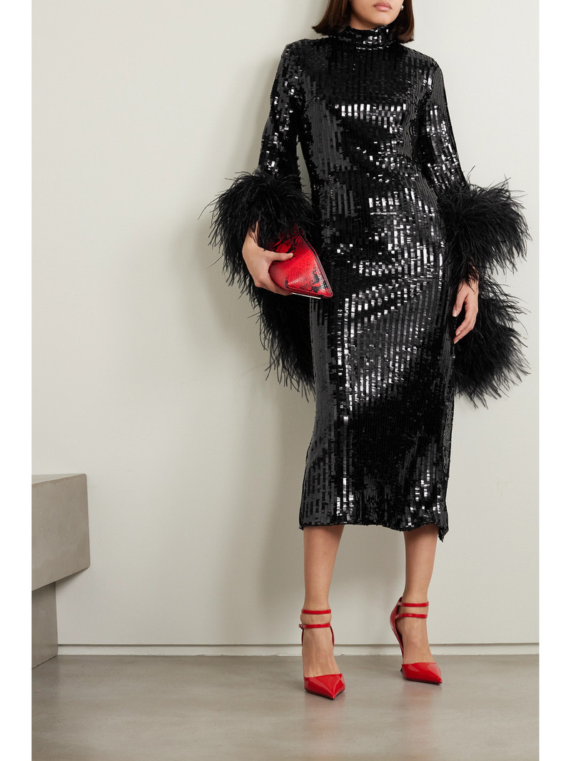 Taller Marmo Del Rio Disco Feather-trimmed Sequined Tulle Midi Dress outlook