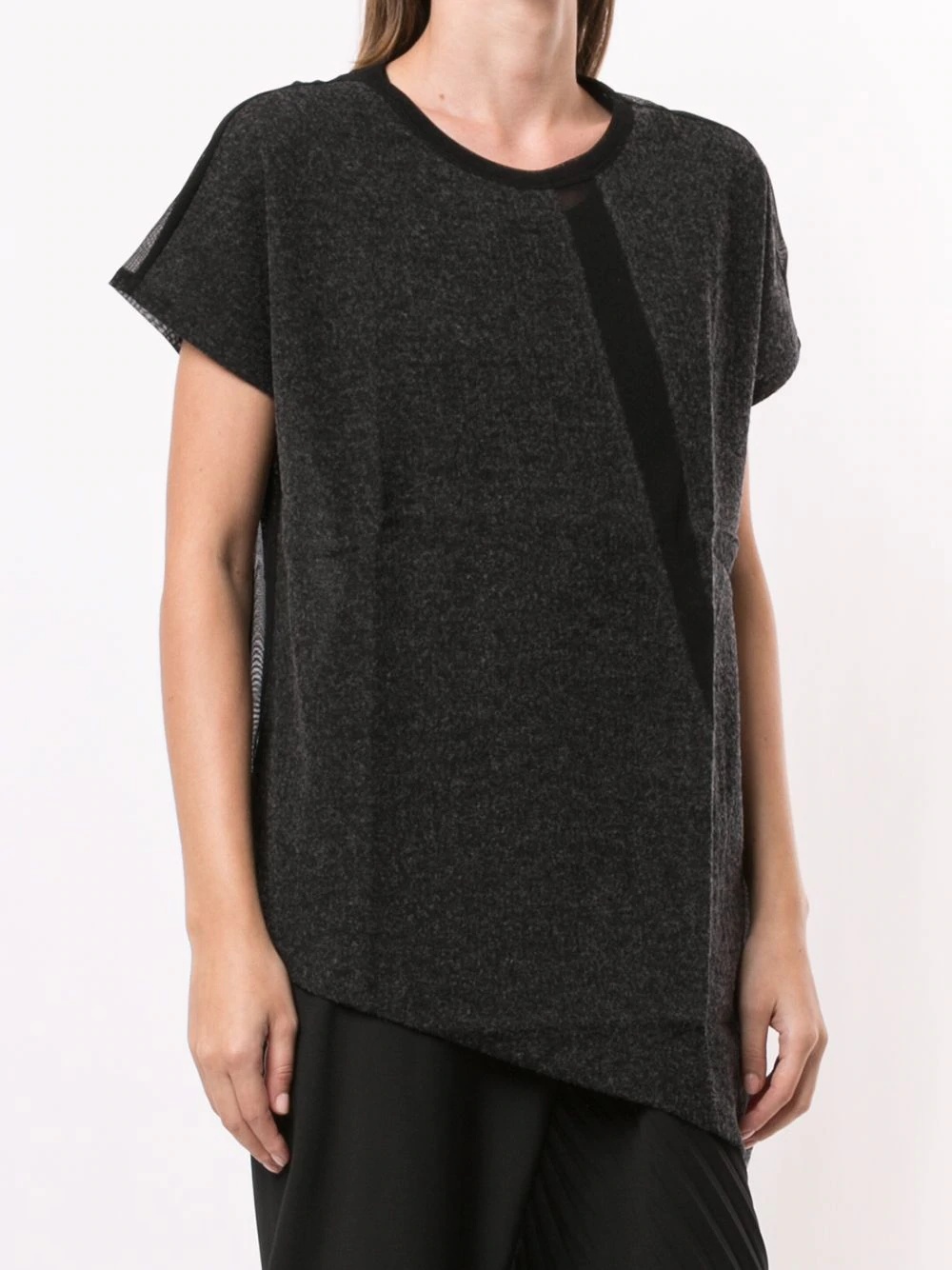 asymmetric draped T-shirt - 3