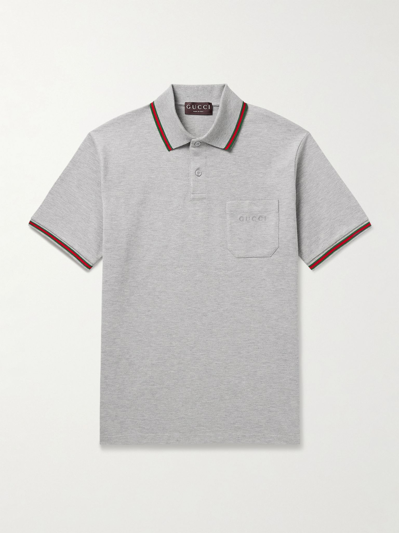 Logo-Embroidered Cotton-Blend Piqué Polo Shirt Gray - 1