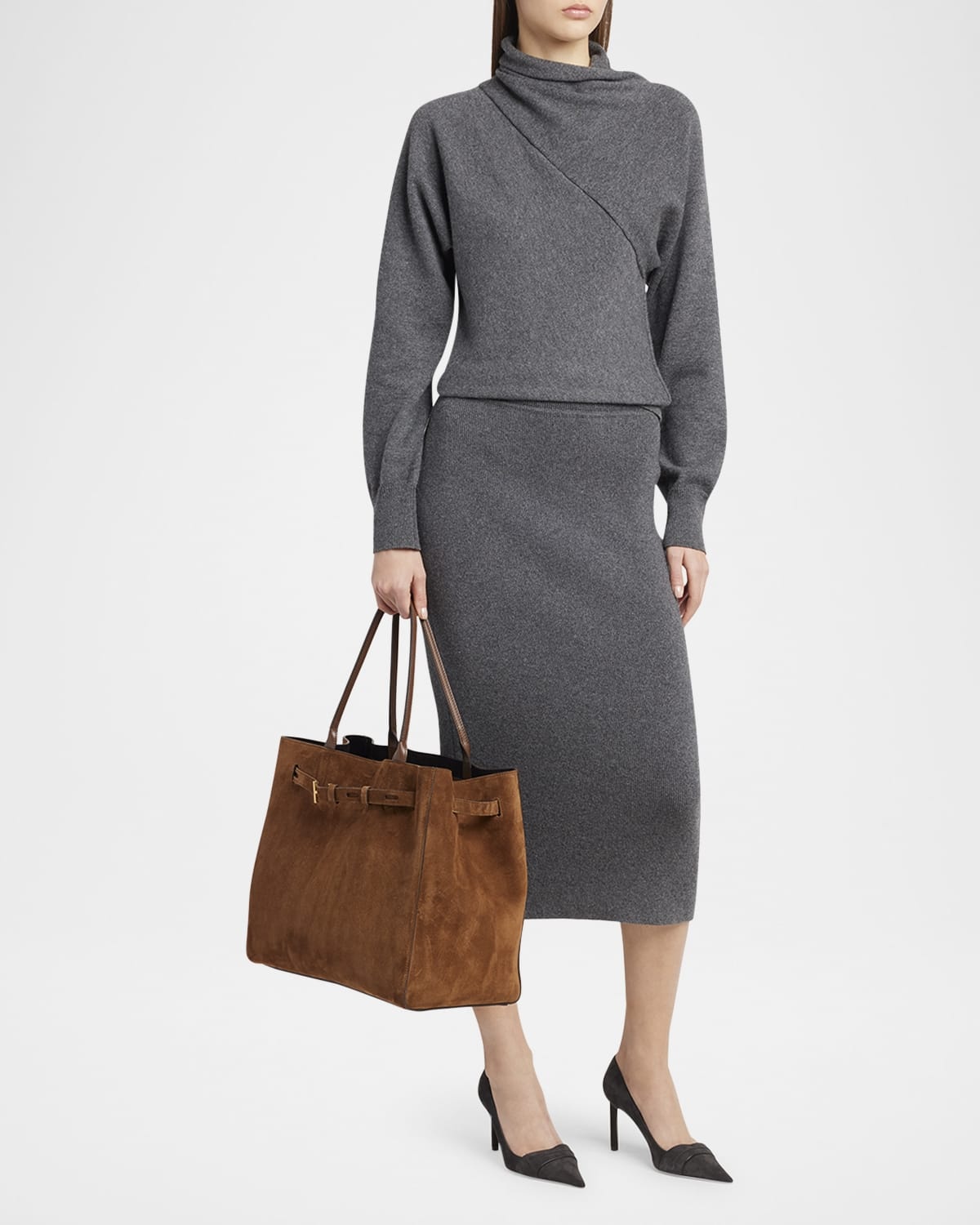 Audrey Large Tote Bag in Calfskin Suede - 6