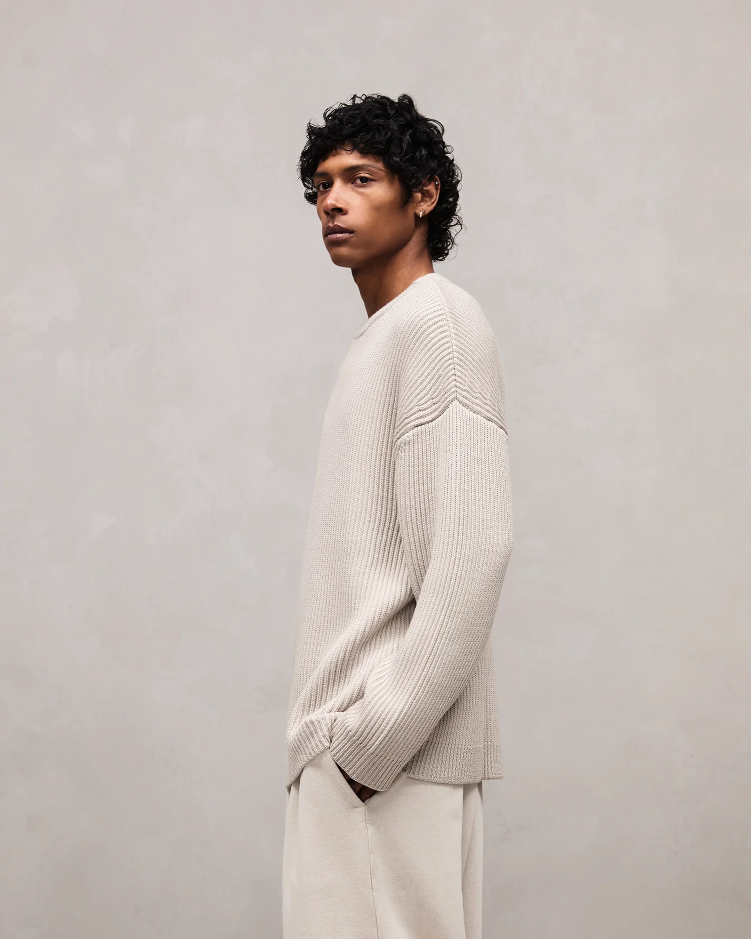 OVERSIZE KNIT CREWNECK BEIGE - 4