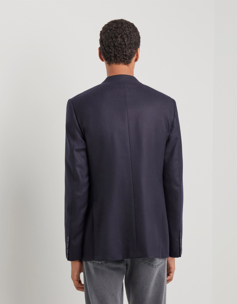 LIGHT BLUE AND BLUE SILK AND CASHMERE REGULAR-FIT OVERCHECK JACKET 196