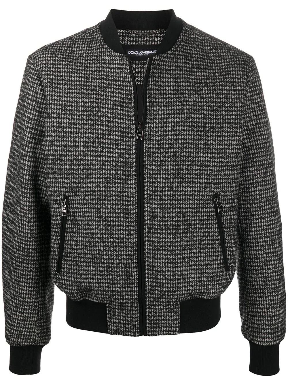 houndstooth-pattern bomber jacket - 1