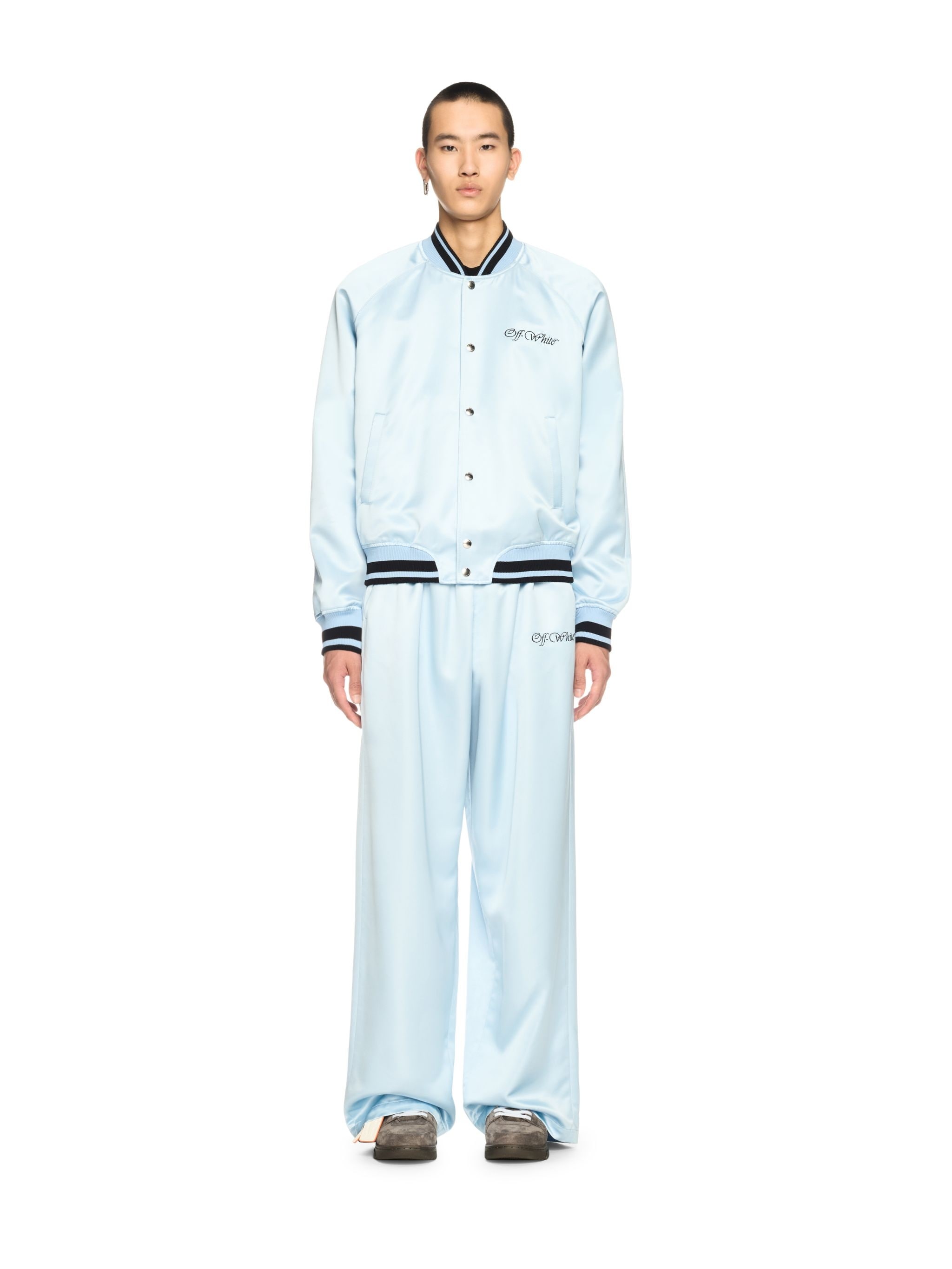 Sky Blue College Satin Souvenir Jacket - 2