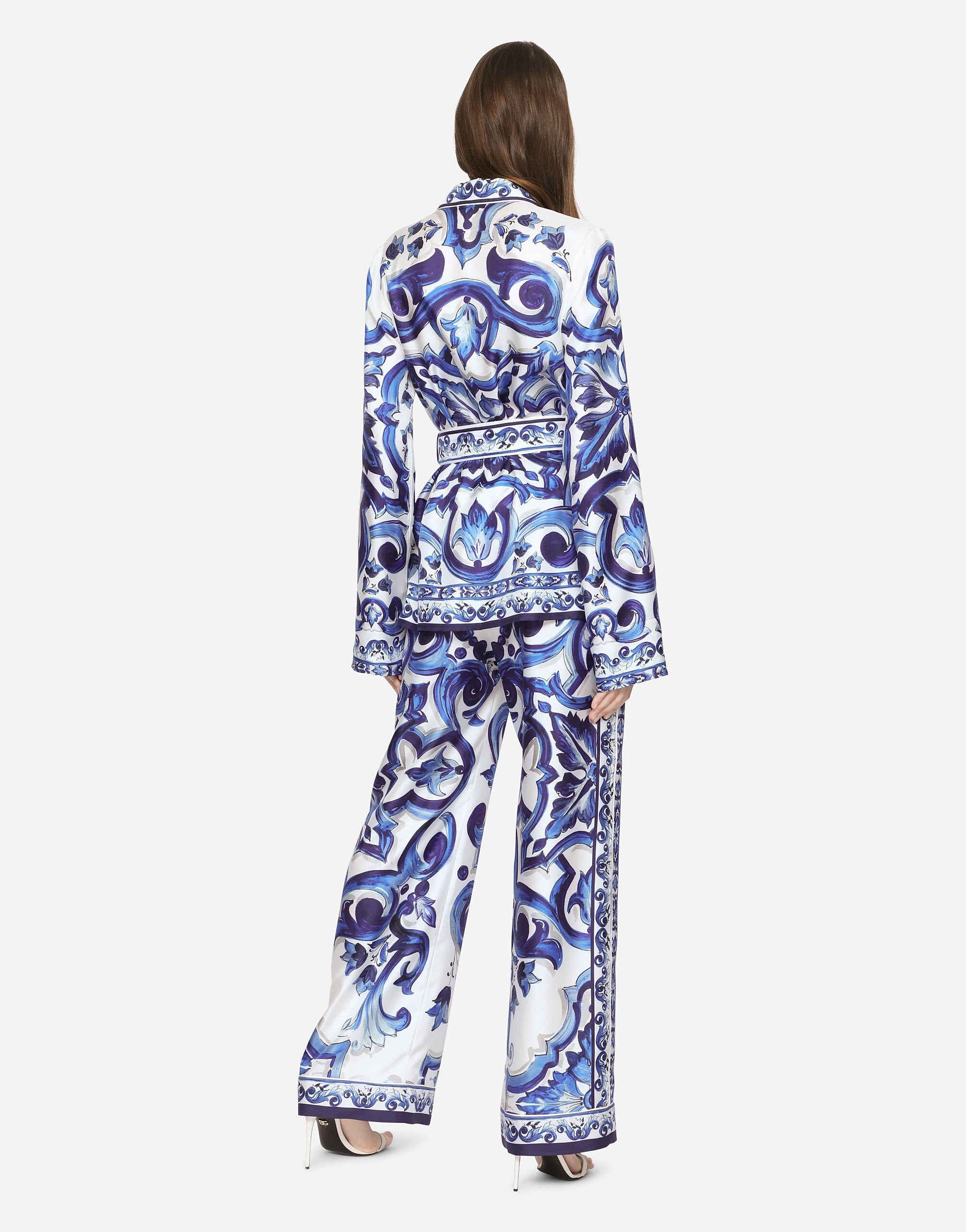 Majolica-print twill pajama shirt - 4