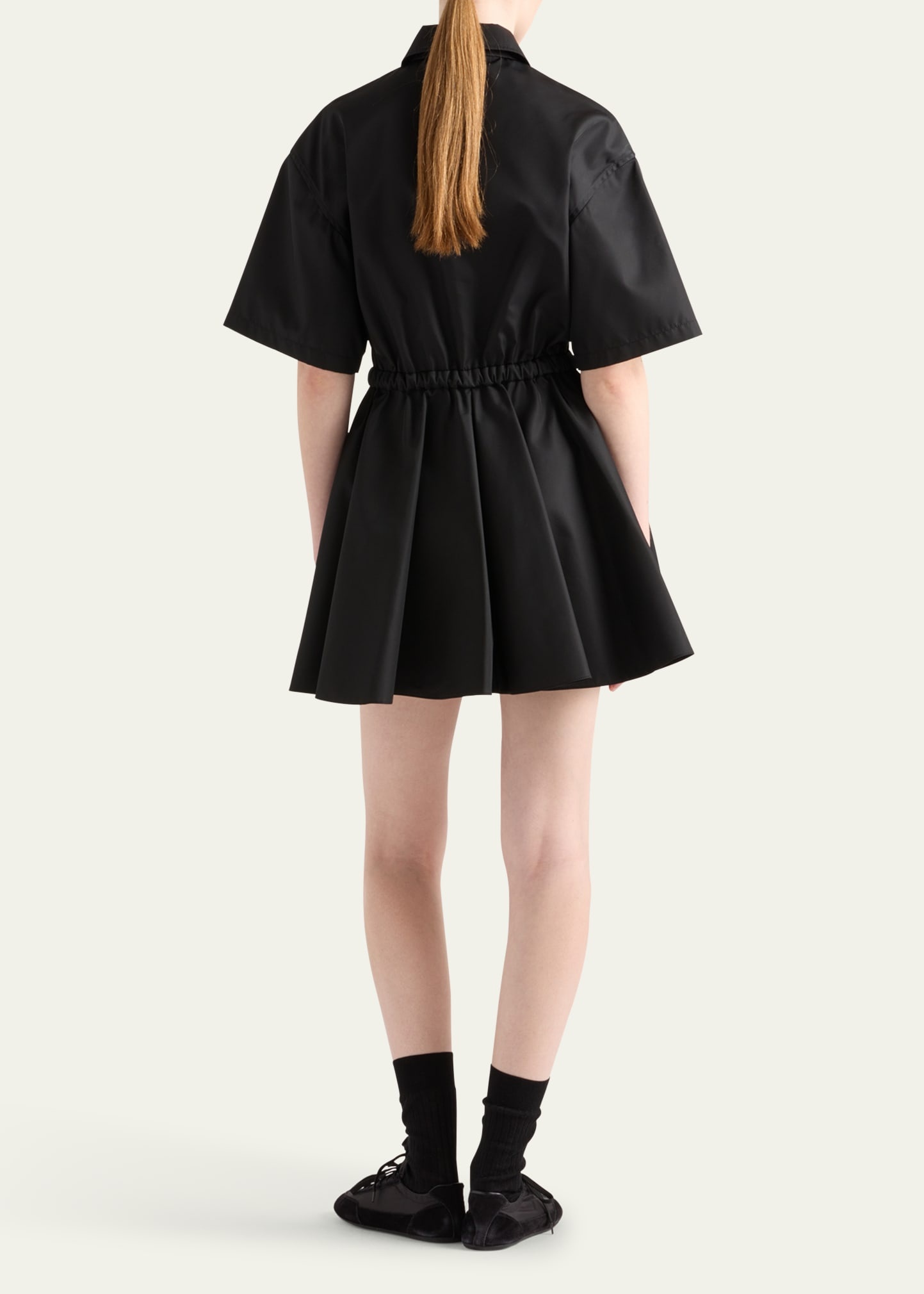 Re-Nylon Drawstring Fit-Flare Mini Dress - 3