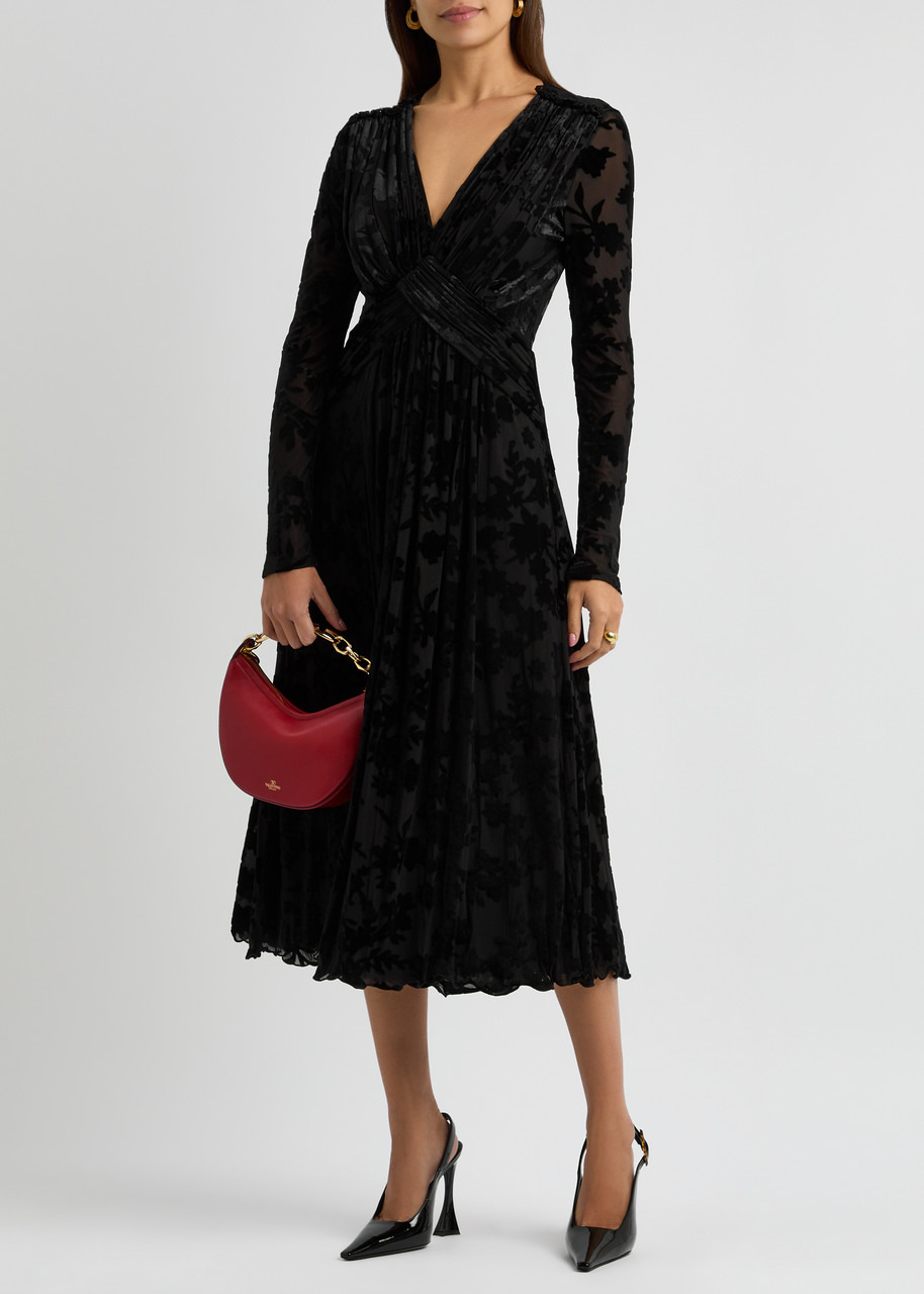 Diane Von Furstenberg Strand Flocked Mesh Midi Dress - 4