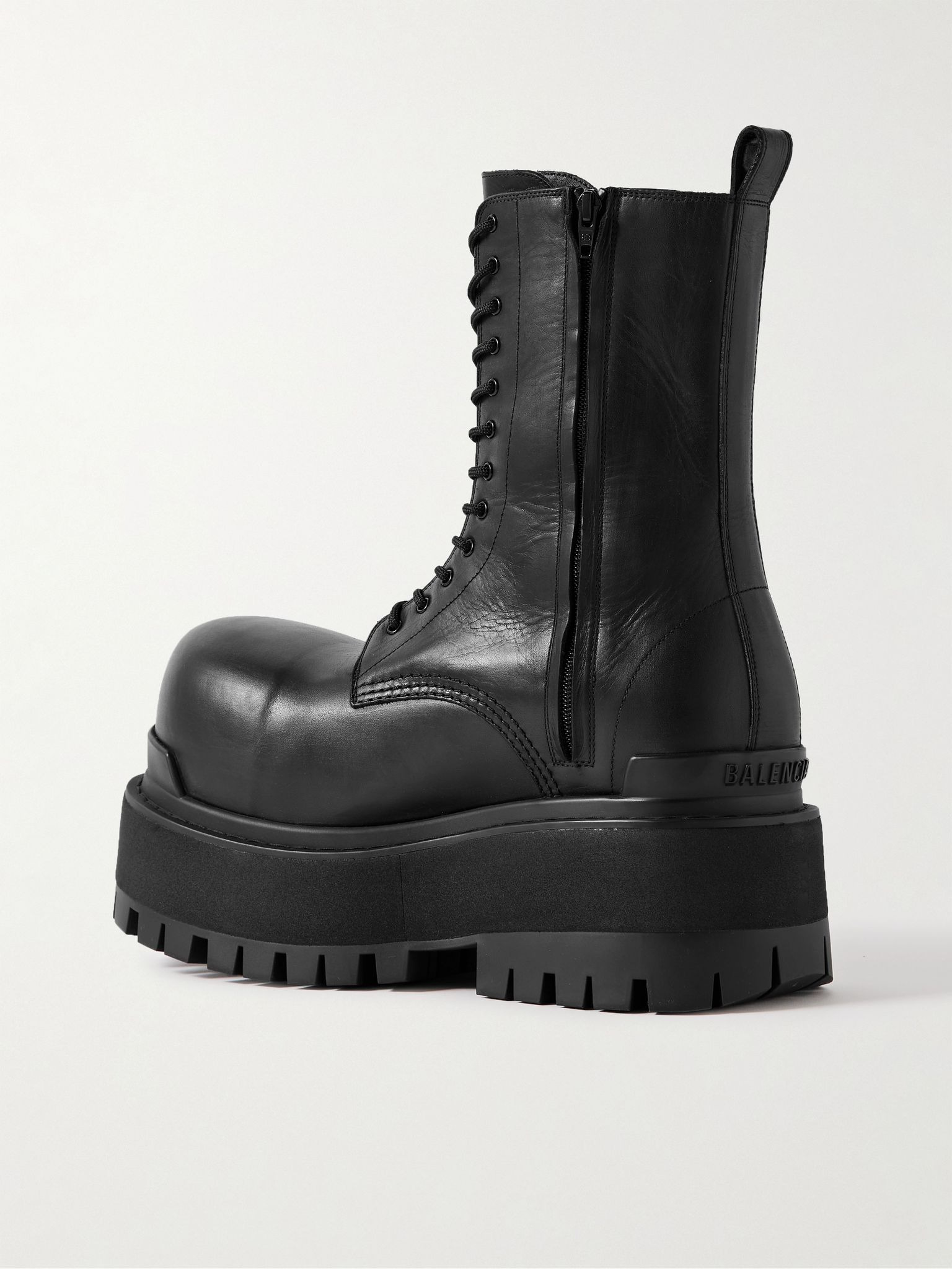 Giant Logo-Embellished Leather Boots Black - 4