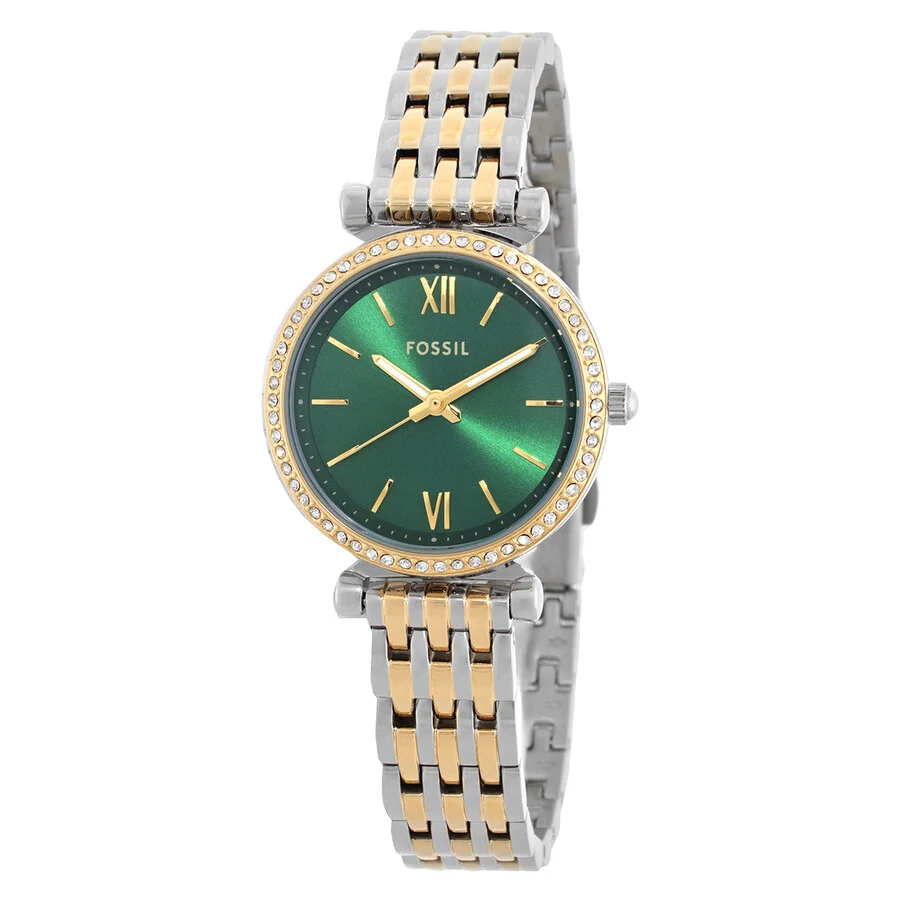 Fossil Carlie Quartz Crystal Green Dial Ladies Watch ES5439 - 1