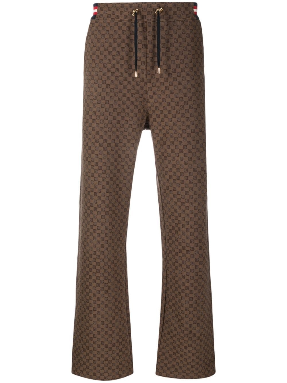 monogram-pattern cotton track pants - 1