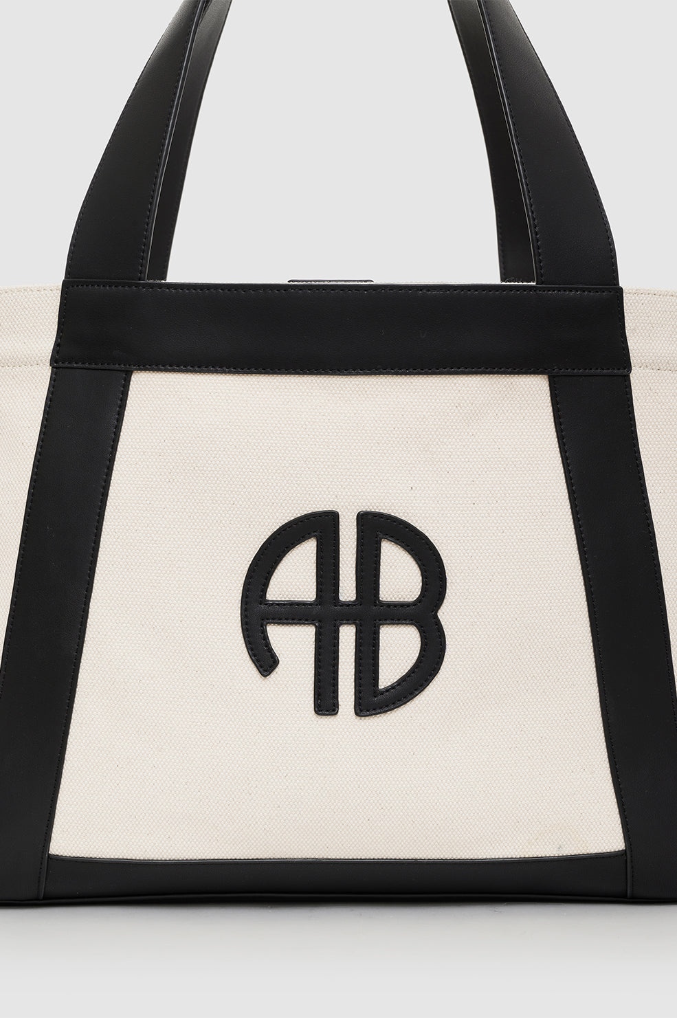 Cara Tote - Natural Canvas With Black - 5
