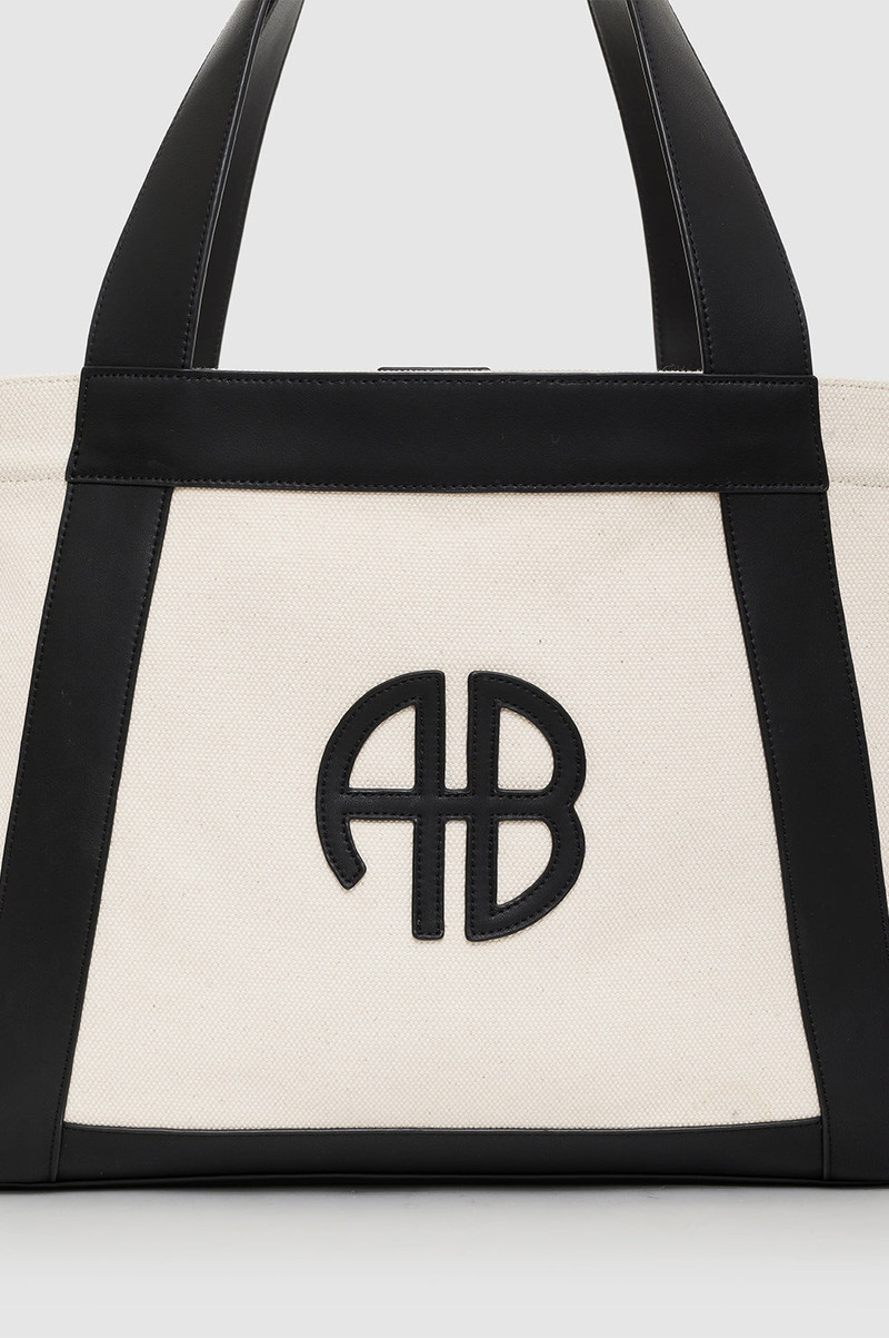 Cara Tote - Natural Canvas With Black 5