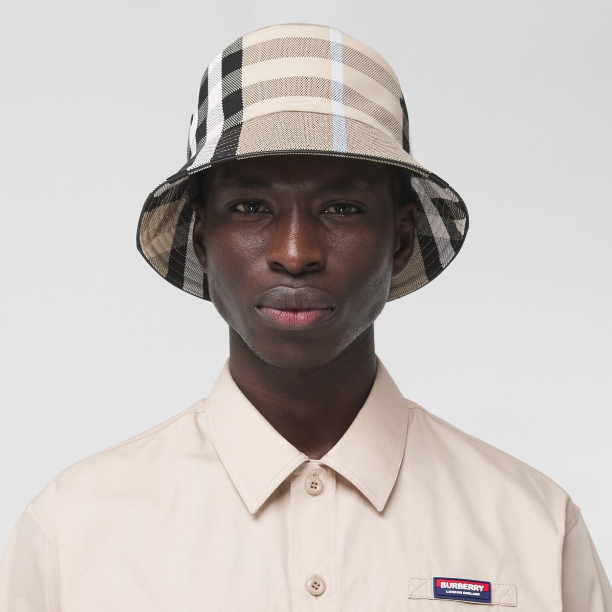 Check Cotton Jacquard Bucket Hat - 4