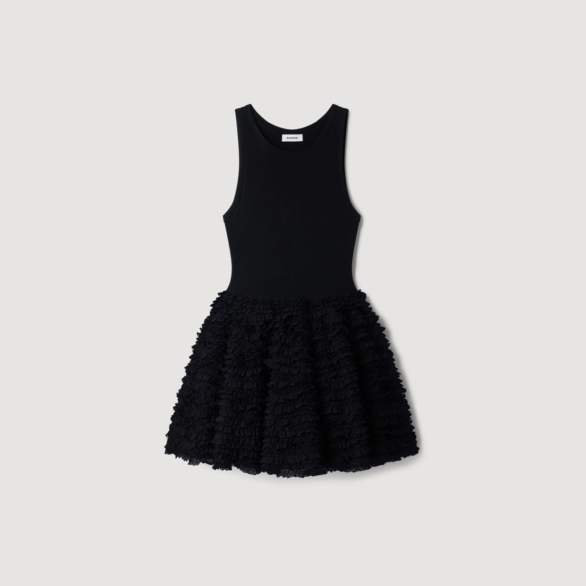 SHORT RUFFLED LACE DRESS - 1