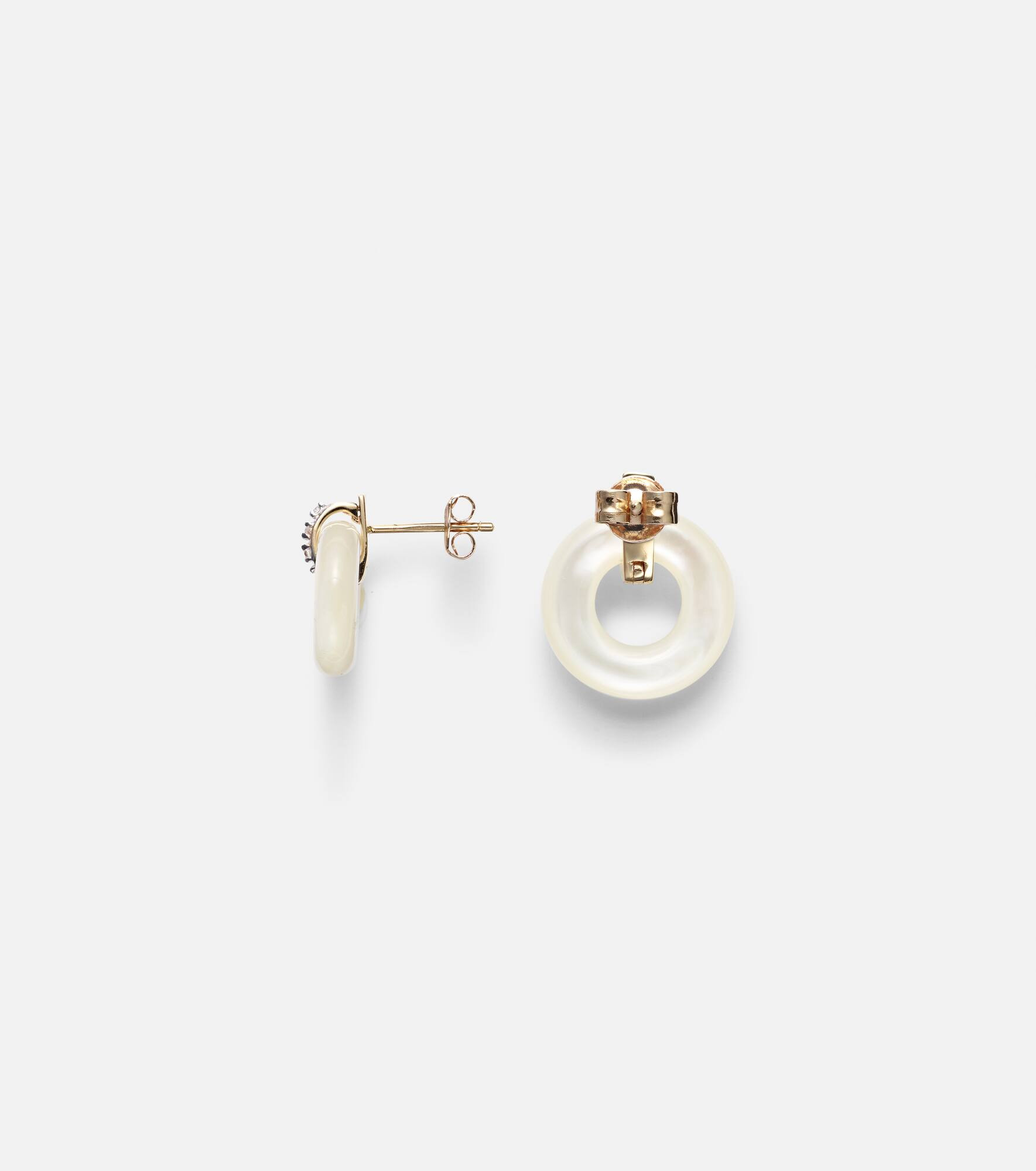 14kt gold earrings with mother-of-pearl and diamonds - 4