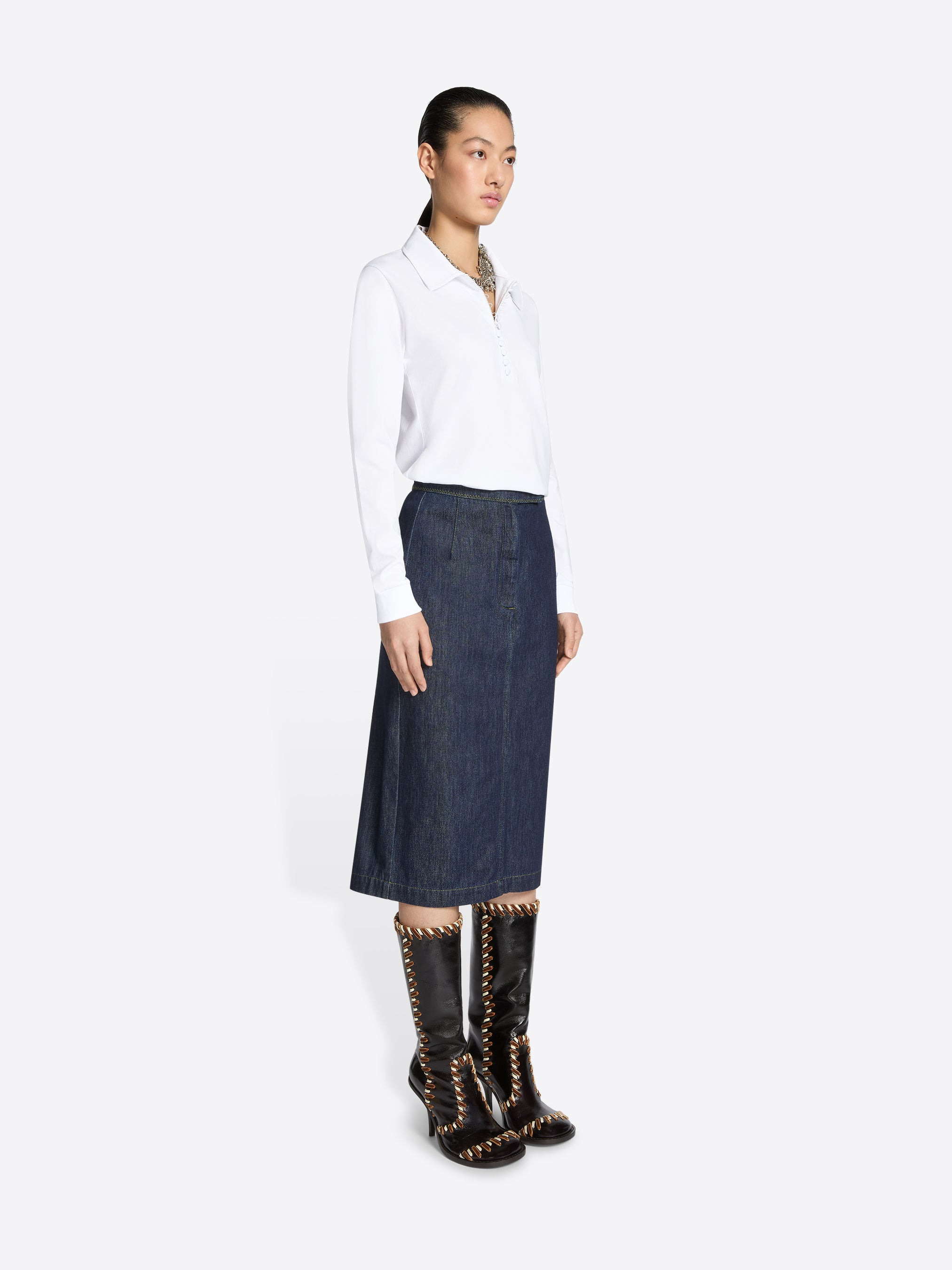 DENIM PENCIL SKIRT - 3